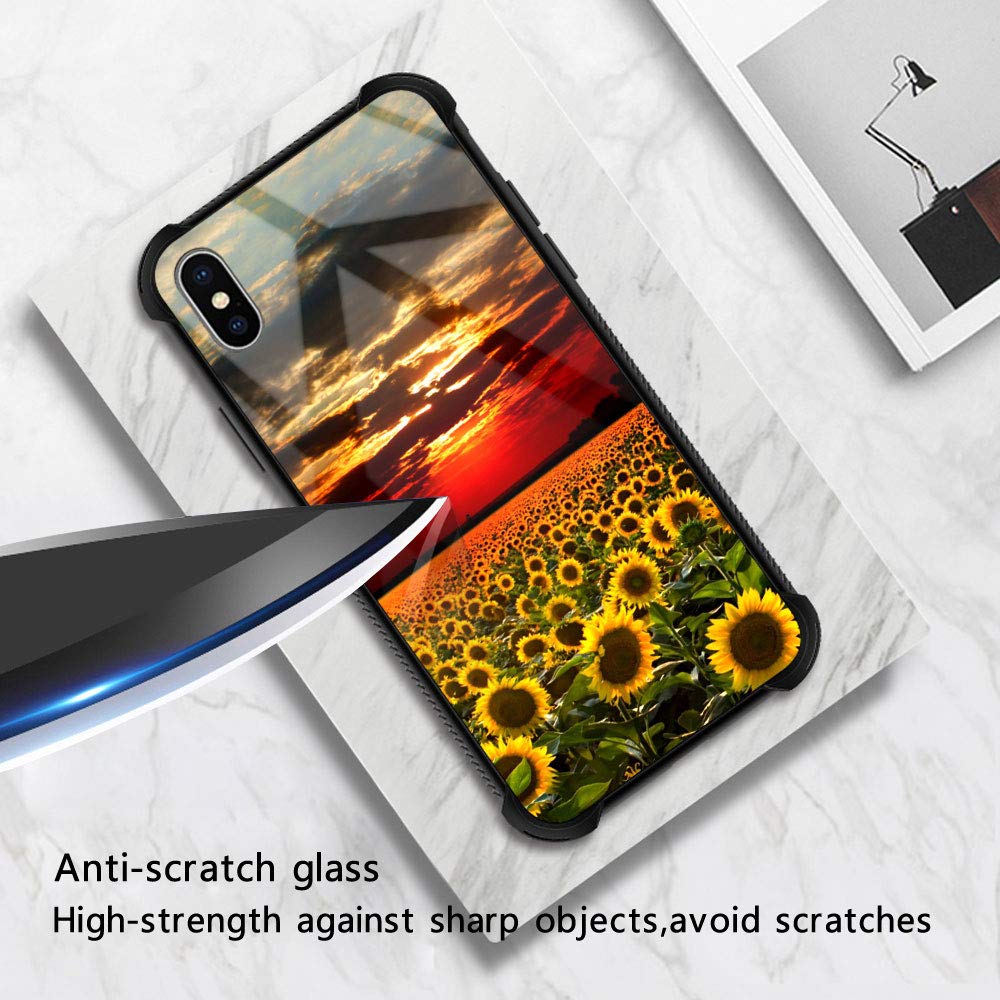ZHEGAILIAN iPhone Xs Max Phone Case Sunflowers Field Anti-Scratch Organic Glass TPU 6.5 inch