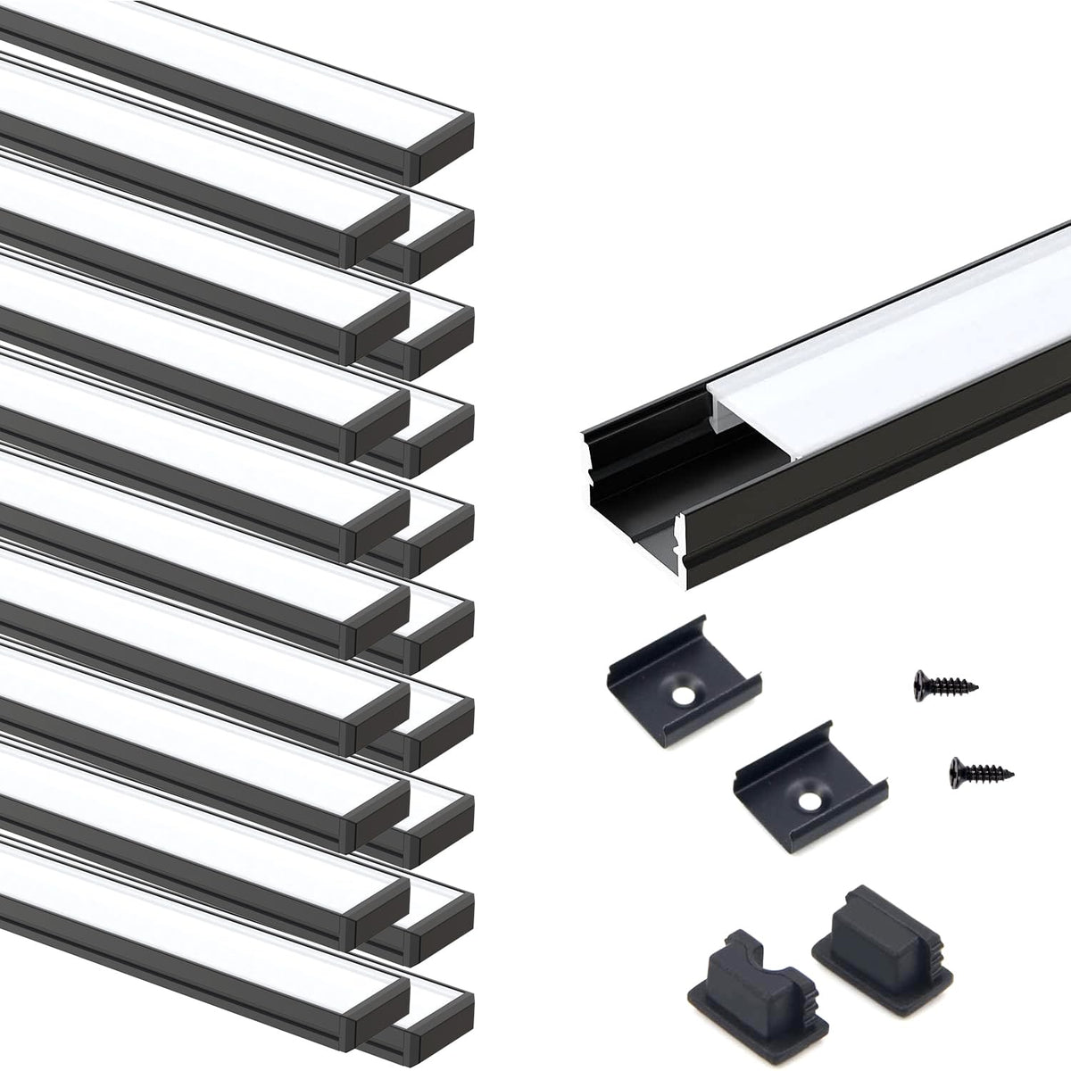 Vst 20Pack 3.3Ft Led Channel, U Shape Led Diffuser Channel, Led Aluminum Channel System With Milky Cover, End Caps And Mounting