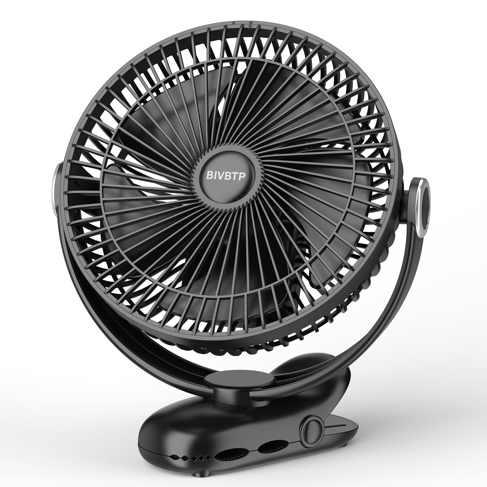 BIVBTP 12000mAh Clip on Fan 30H Longest Runtime, 8in Portable Fan Rechargeable, Ultra Quiet with Heavy-Duty Clamp, USB Desk Fans