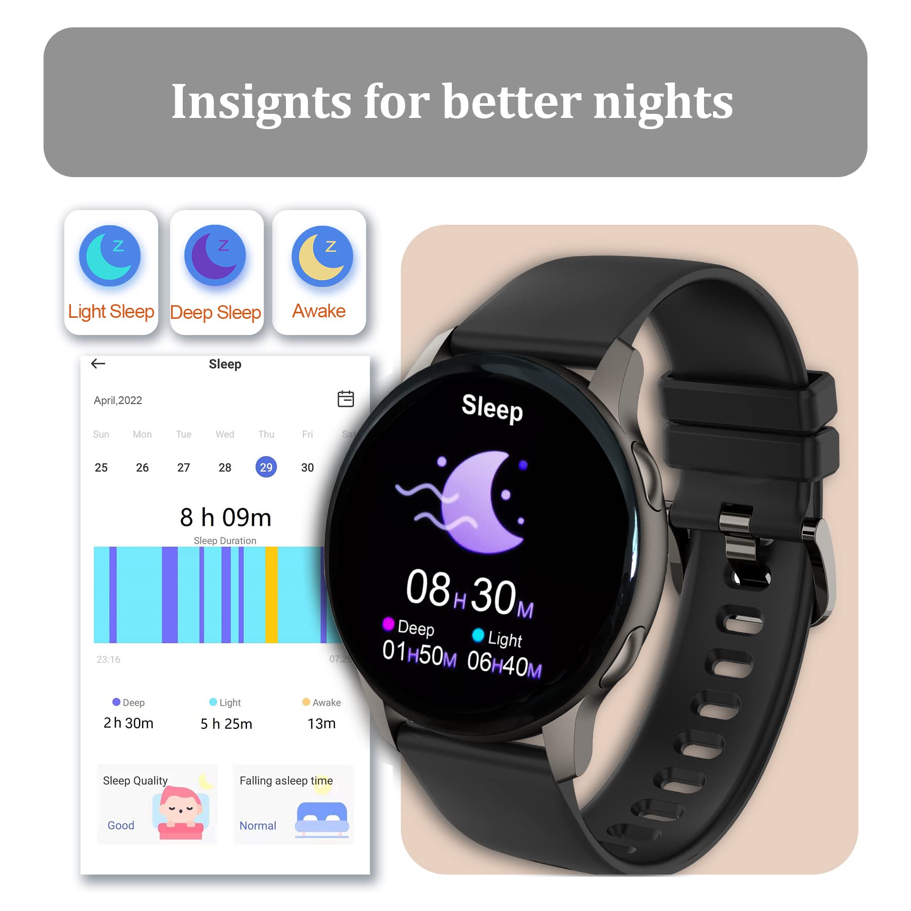 Hamind Smartwatch For Men Women Health Fitness Tracker Watch With Heart Rate Spo2 Monitor Sleep Tracker Amoled Smart Watch Samsu