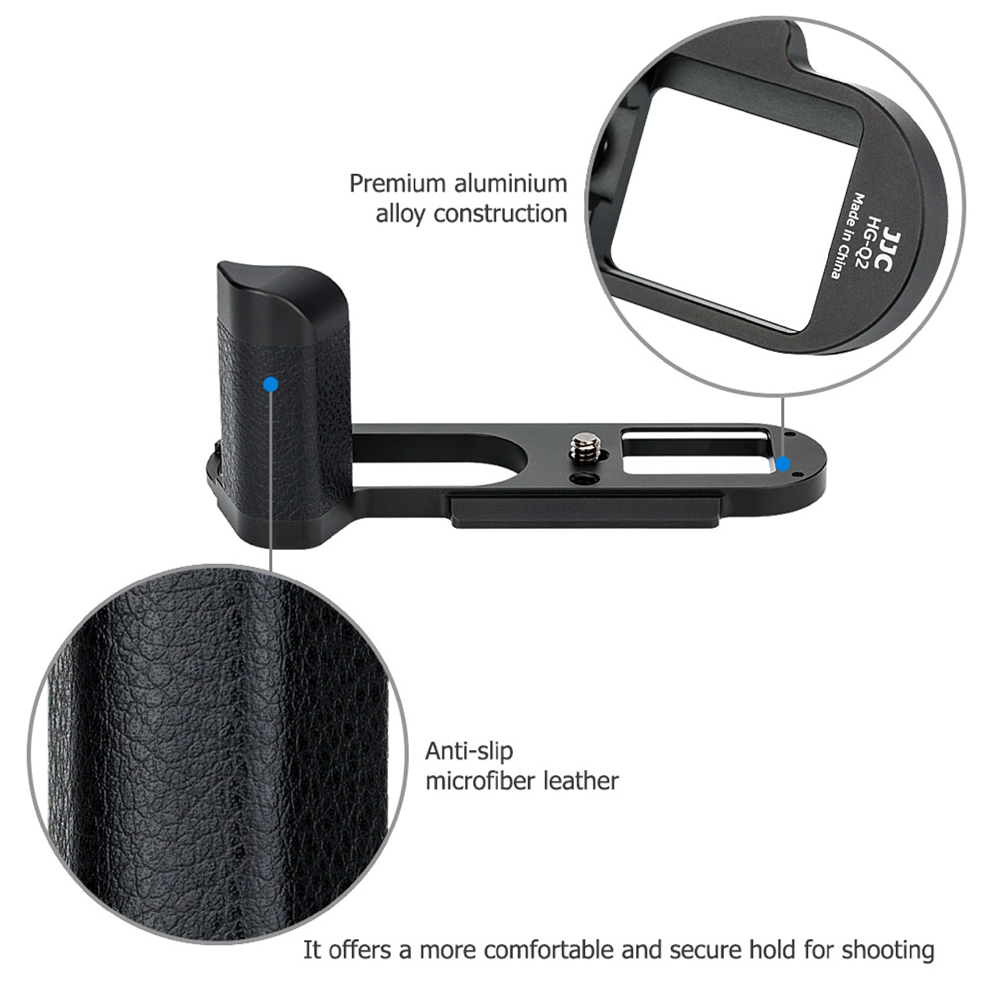 Solid Metal Hand Grip Secure L Bracket Holder For Leica Q2 Digital Camera, Anti Slip Q2 Handgrip With Arca Swiss Type Quick Rele