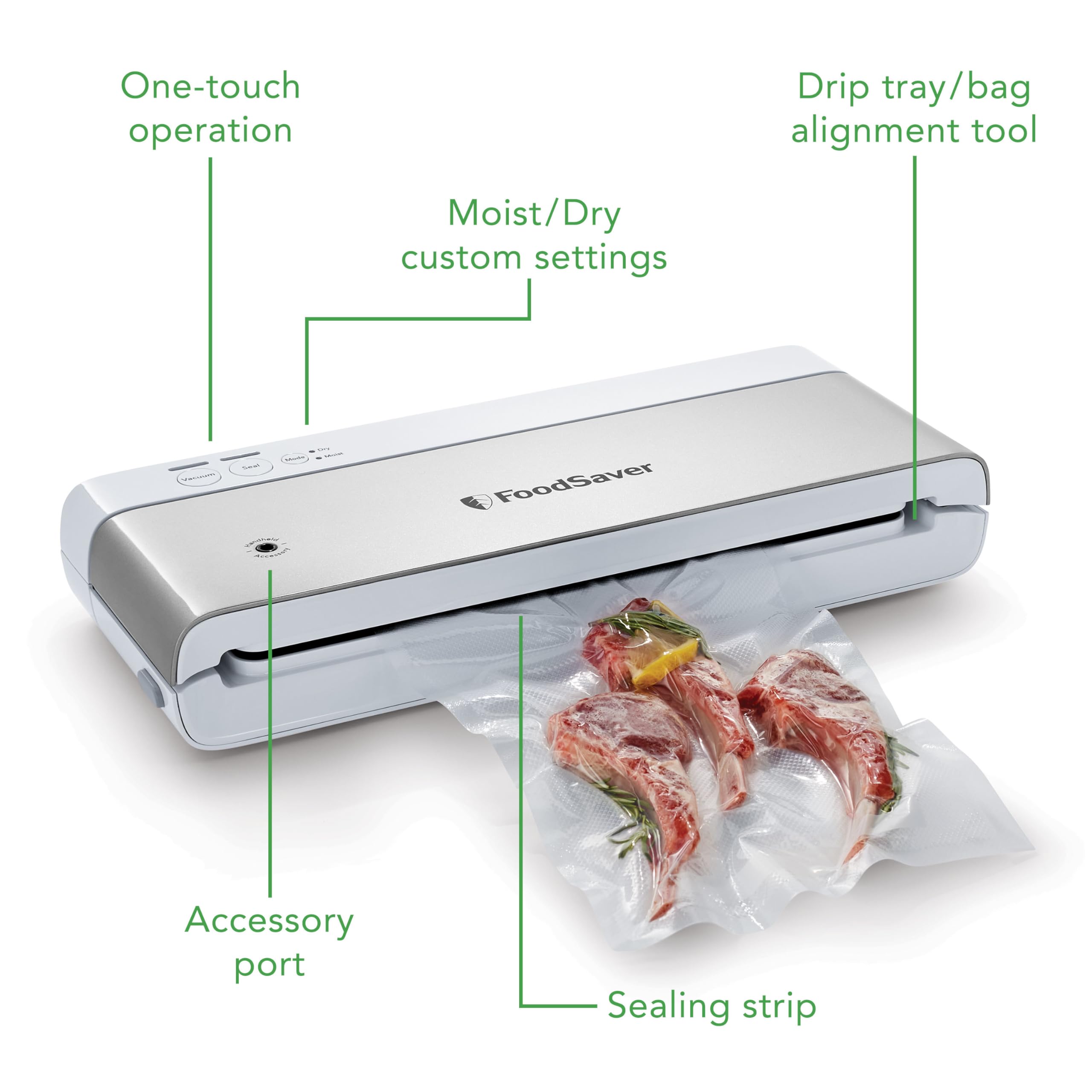 Foodsaver Compact Vacuum Sealer Machine With Airtight Bags And Roll   Ideal For Sous Vide And Airtight Food Storage, White