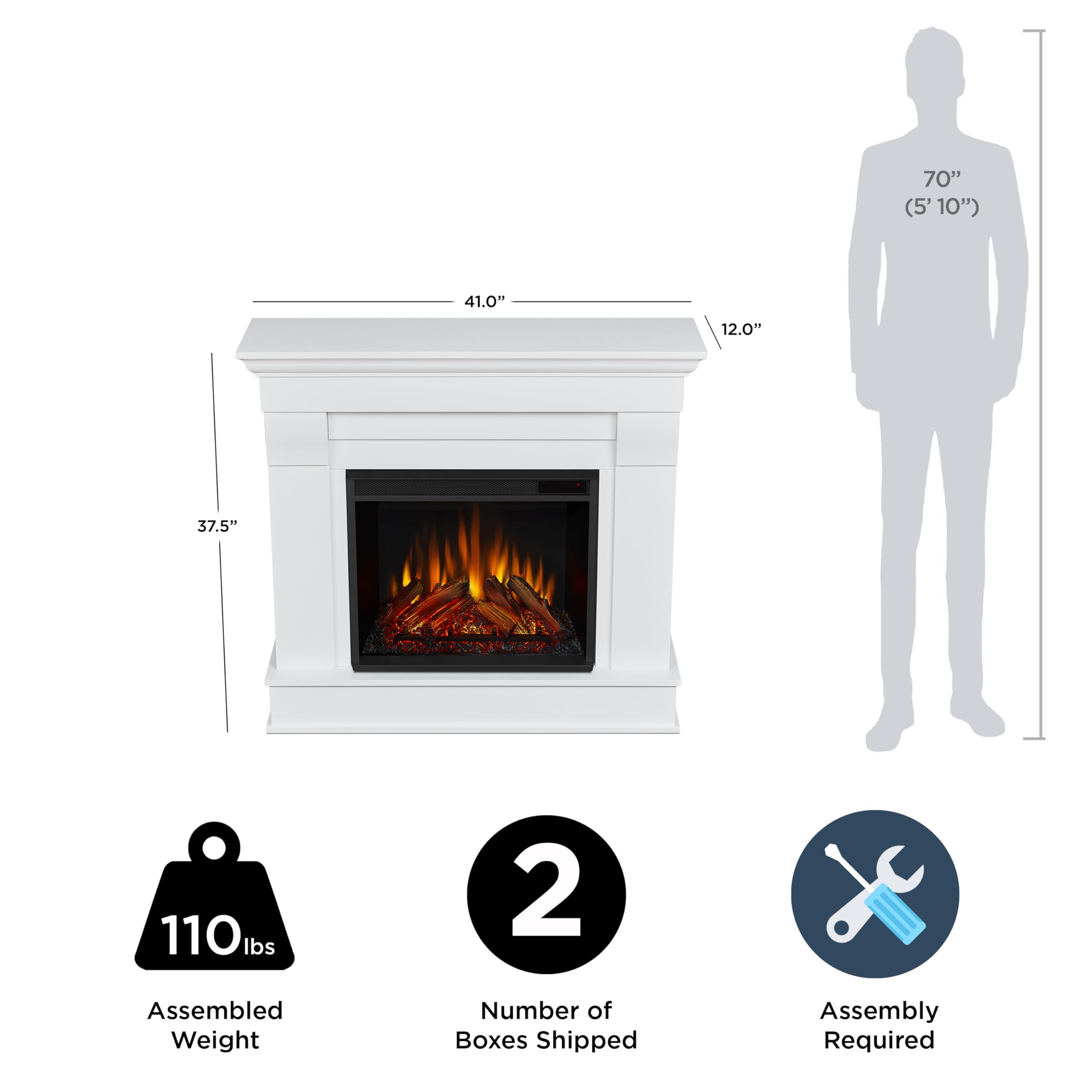 Real Flame White Chateau Electric Fireplace, Small