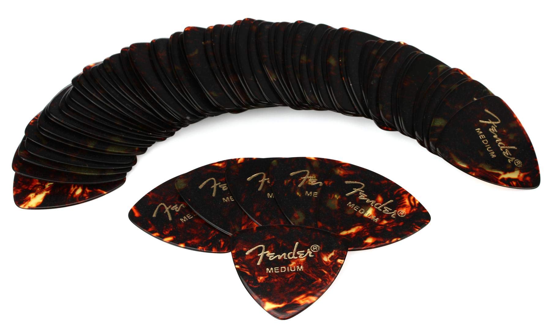 Fender Classic Celluloid Guitar Picks 346 Shape, Tortoise Shell, Medium, 72 Pack