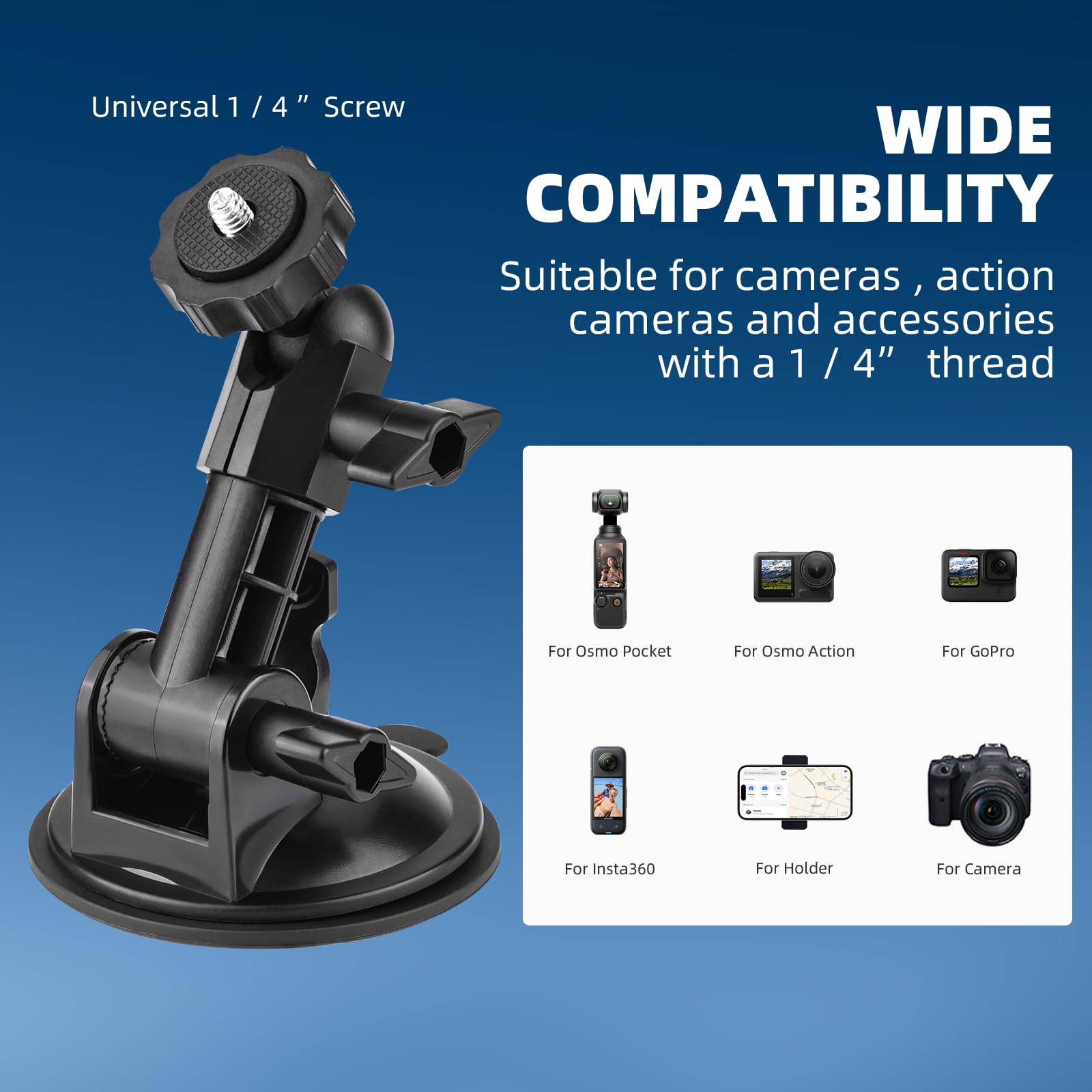 Brdrc Pocket 3 Suction Cup Mount, Windshield Window Dash Holder Kit With Expansion Adapter For Insta360 X3 X4 X2 Go 3S For Gopro