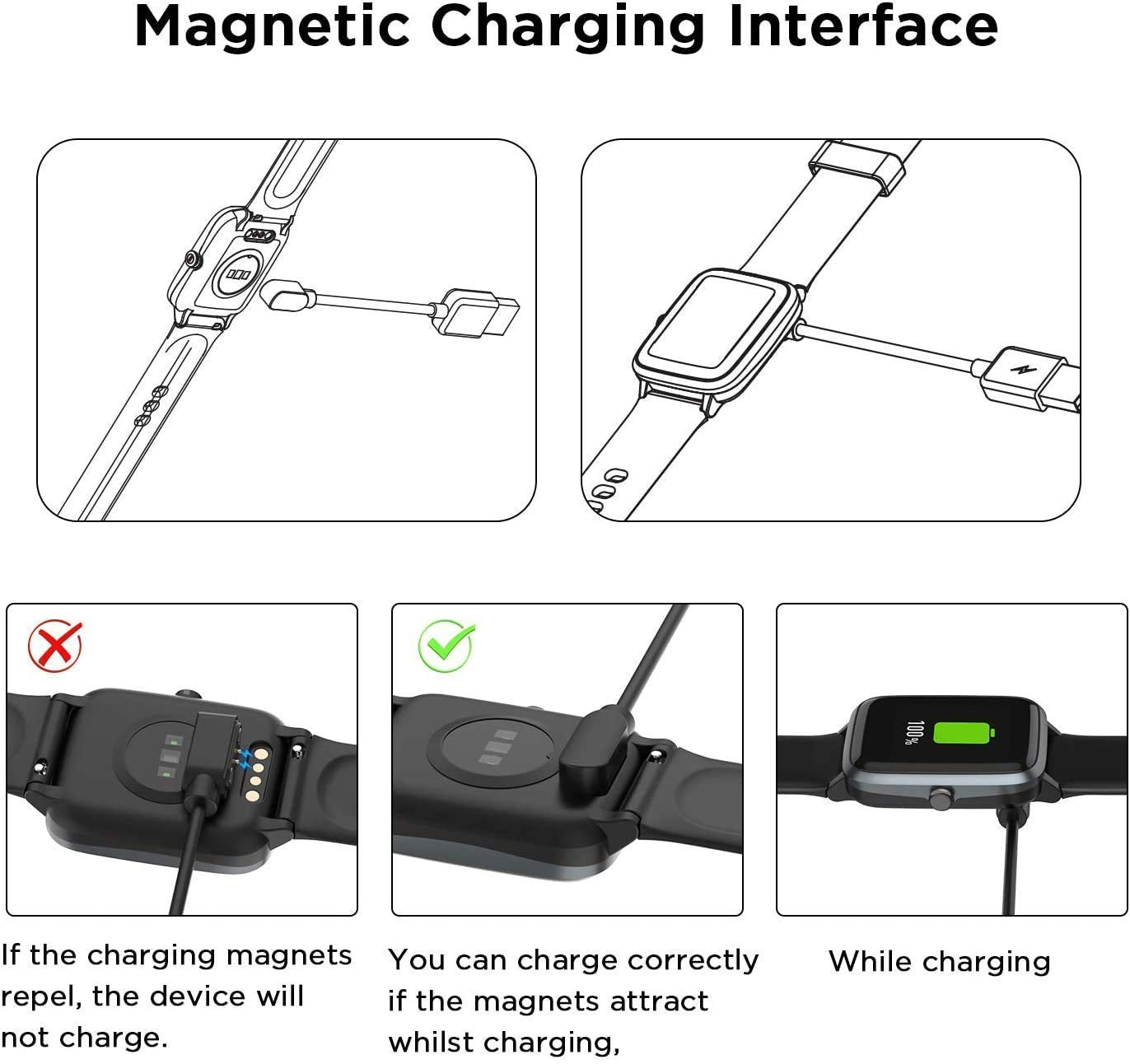 Compatible With Nongamx Smart Watch Charger, Lamshaw Magnetic Replacement Charger Compatible With Nongamx Kt71/Klogipow Kt71/Pak