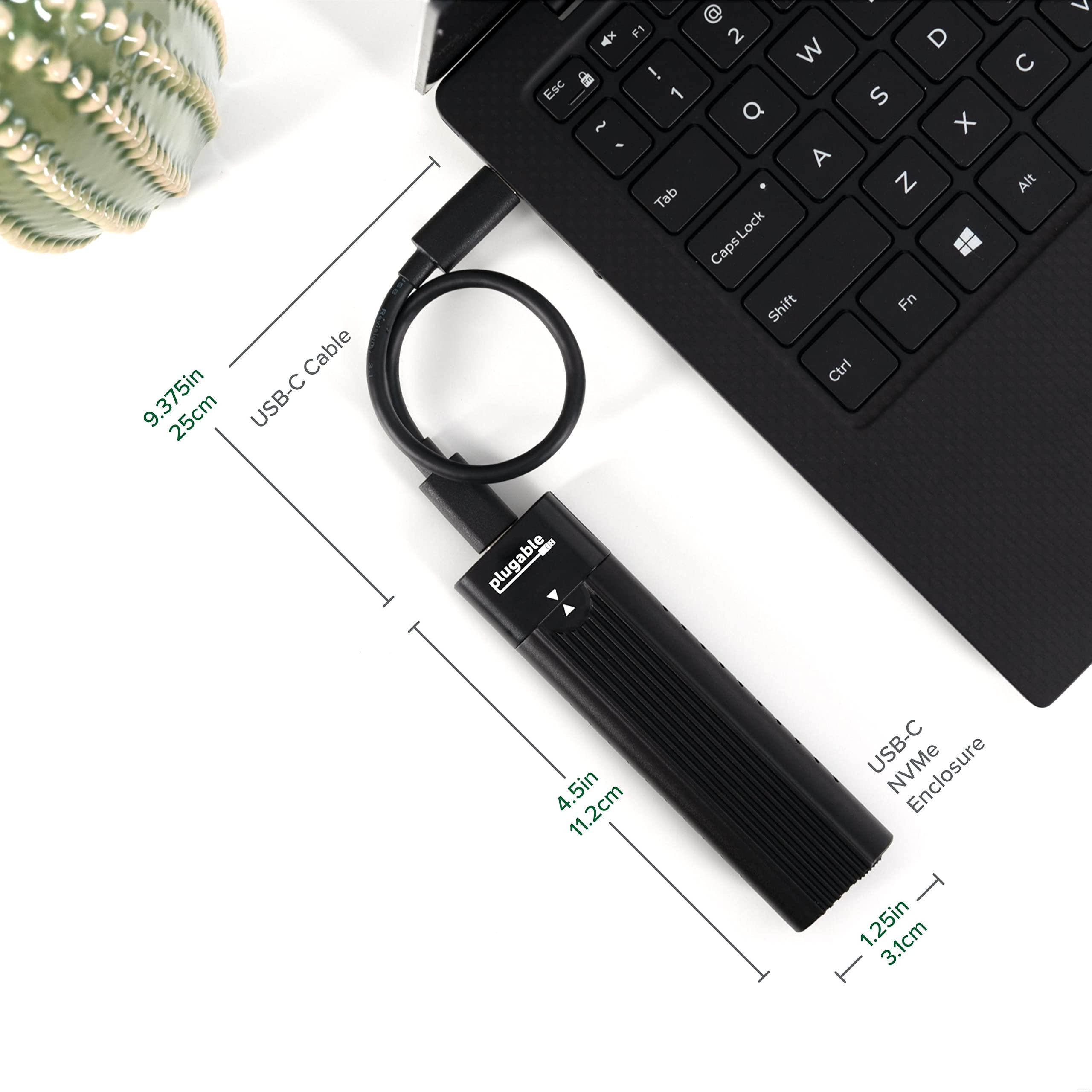 Plugable Usb-C M.2 Nvme Ssd Enclosure; Tool-Free & Driverless. Usb 3 Type-C, Including Thunderbolt And Usb4, At 10Gbps. For M.2