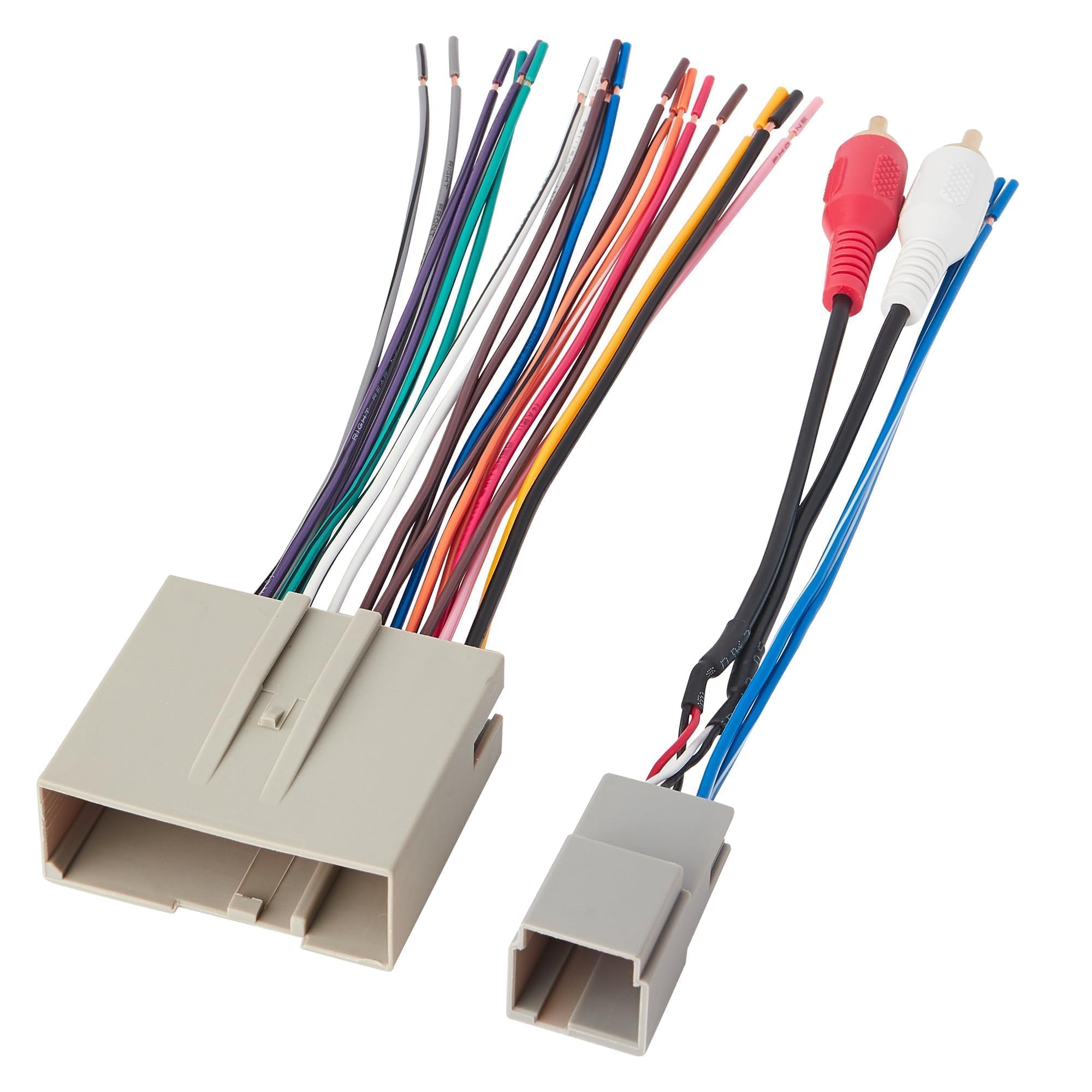 Nuith Car Radio Wiring Harness With Rca Plug Compatible With Selected 2003 2013 Ford/Lincoln/Mercury Vehicles, 24+8 Pin W/Rca In