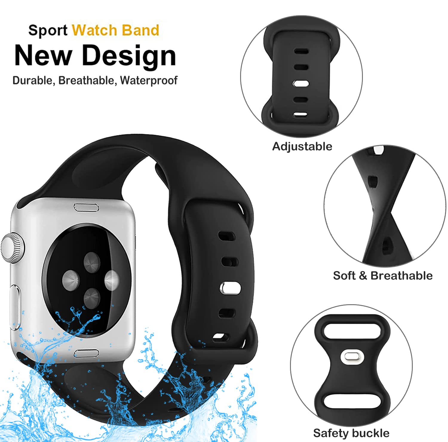 8 Pack Bands Compatible With Apple Watch Band 38Mm 40Mm 41Mm 42Mm 44Mm 45Mm 49Mm For Women Men, Breathable Soft Silicone Waterpr