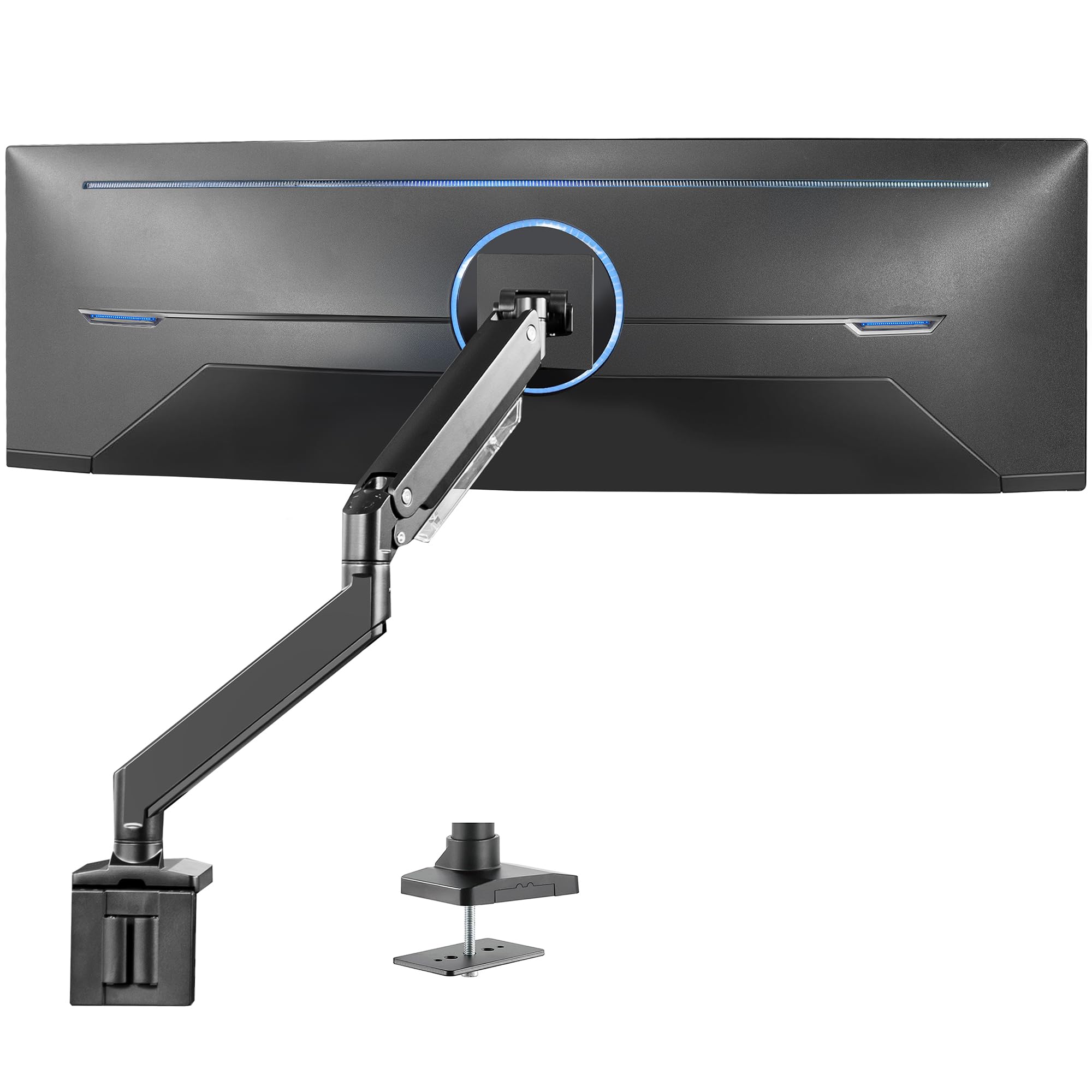 VIVO Premium Aluminum Heavy Duty Monitor Arm for Ultrawide Screens up to 49 inches and 33 lbs, Single Wall Mount, Pneumatic Height, Max VESA 100x100, Black, STAND V101G1