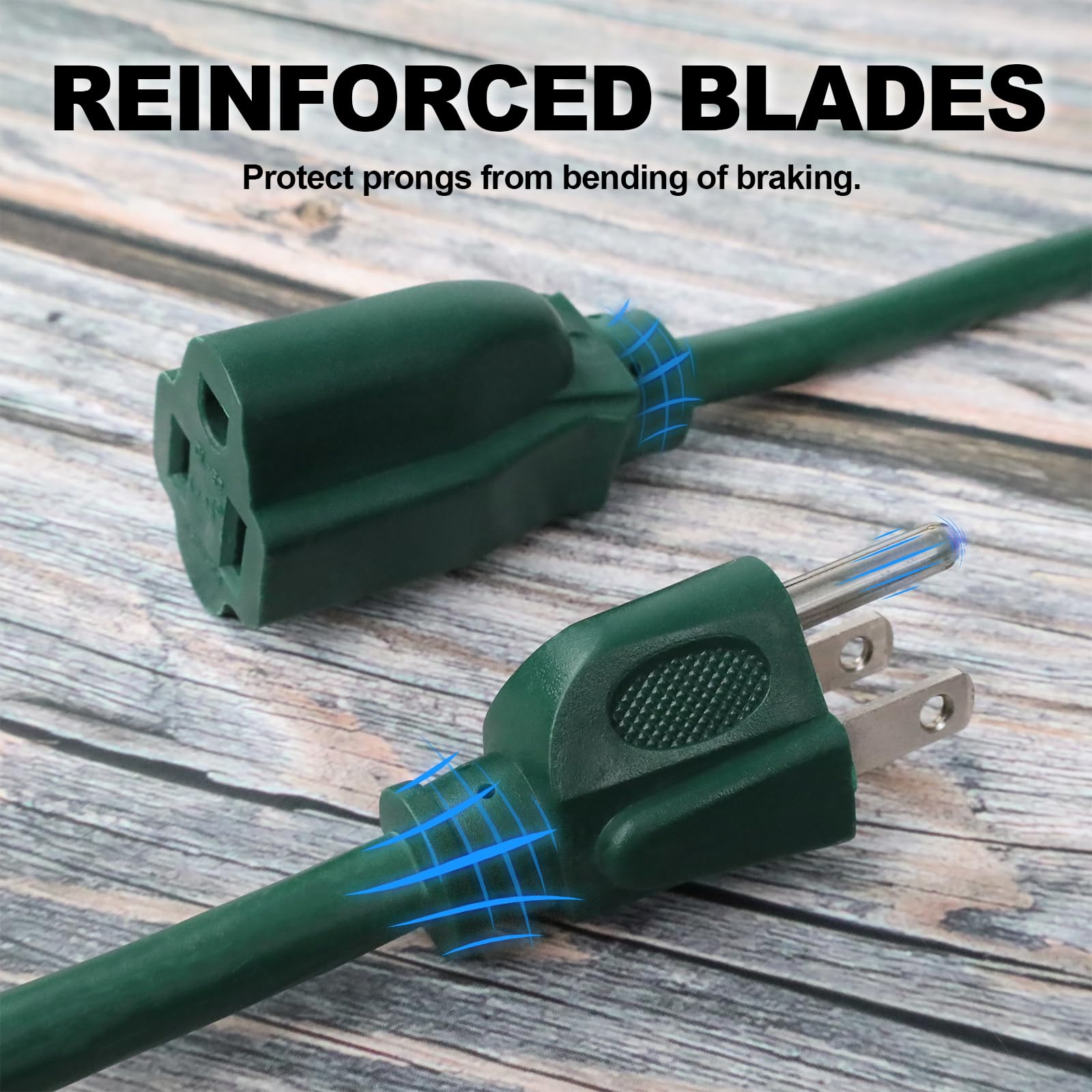 Ep 6Ft Green Outdoor Extension Cord, 16/3 Sjtw Heavy Duty Waterproof, 3 Prong Grounded Plug, 13A 1625W 16Awg, Cold Resistant Fle
