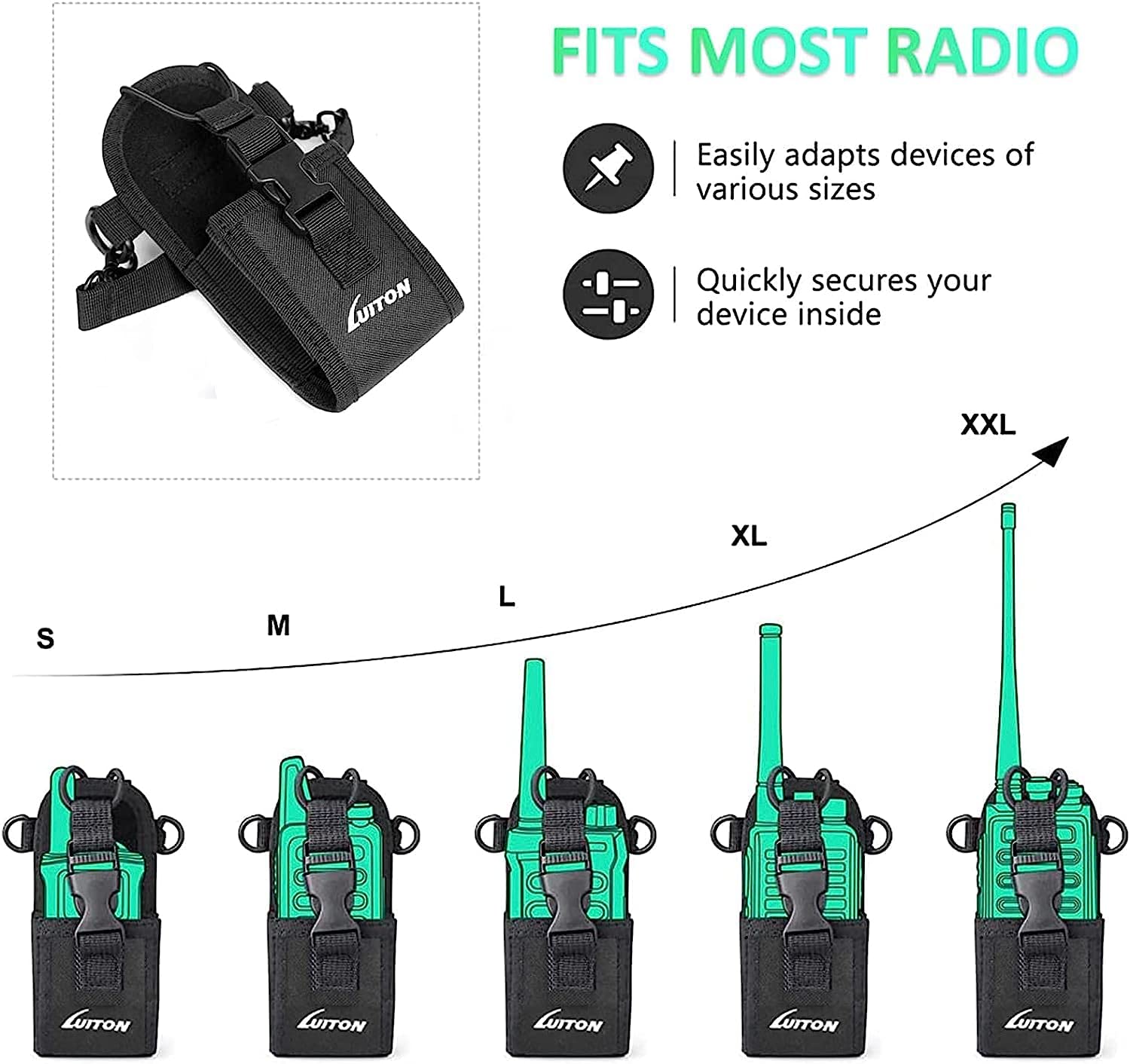 Radio Holder Walkie Talkie Pouch Molle Radio Pouch Baofeng Radio Holster Strap Radio Case For Duty Belt Compatible With Baofeng Uv5R 888S F8Hp Kenwood Icom Hyt Arcshell Retevis H777 (4 Pack)