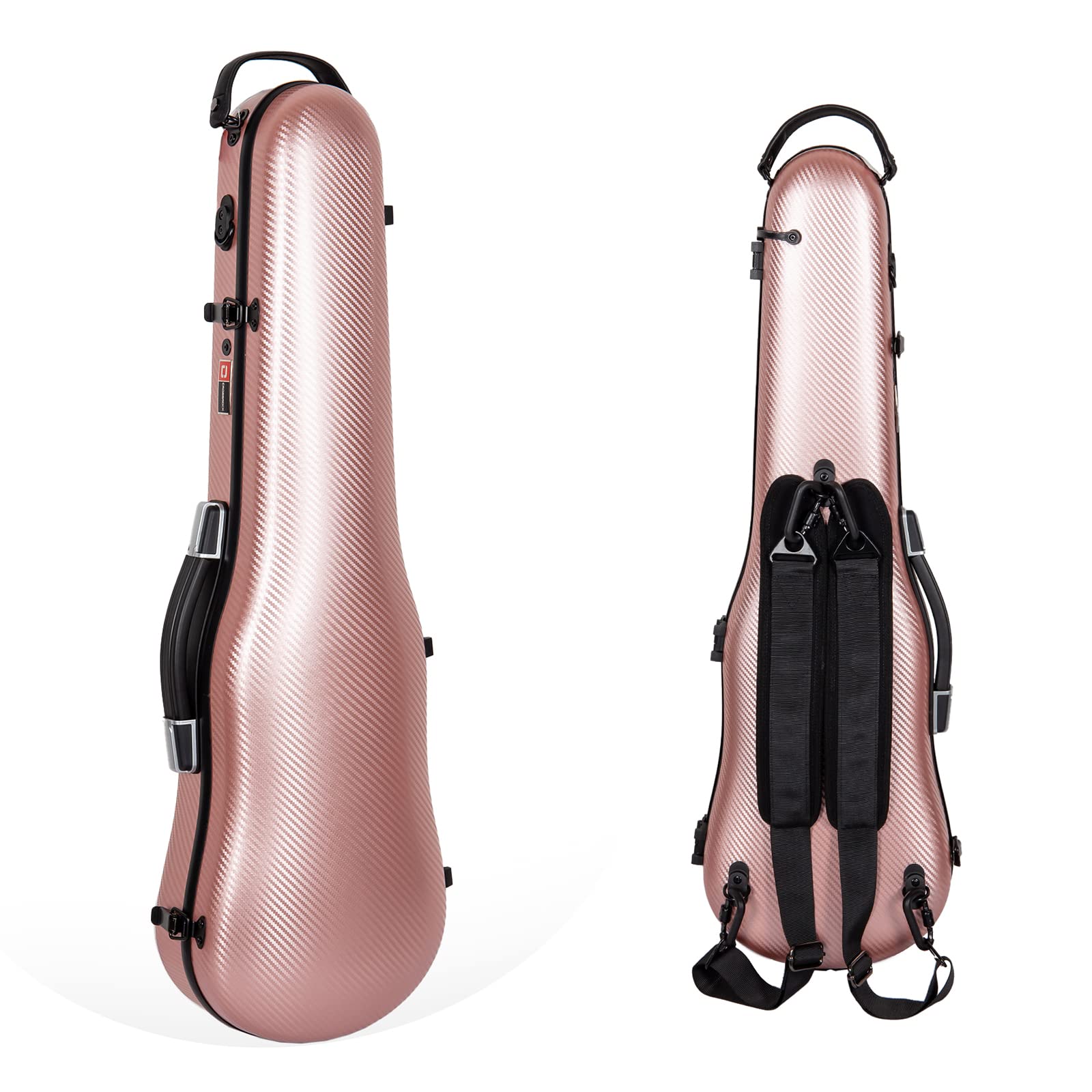 Crossrock Strong And Lightweight Carbon Composite, 4.3Lb Only, Support 330Lb Pressure In Rose Gold Shaped 4/4 Violin Case (Crf40