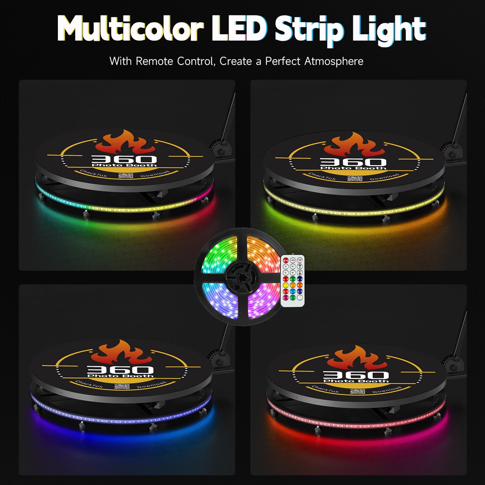 Mwe 360 Photo Booth Machine For Parties With Flight Case,Software App Remote Automatic Slow Motion 360 Spin Camera Booth (22.5In