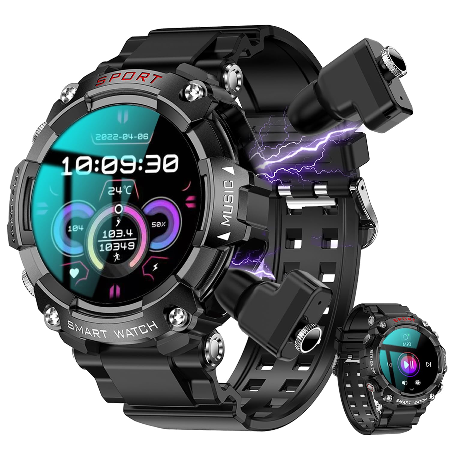 Ypsdoowkj Smart Watch With Earbuds For Men Women,1.52'' Hd Touch Screen,9D Sound Effects,110+ Fitness & Sleep Monitor, Bluetooth