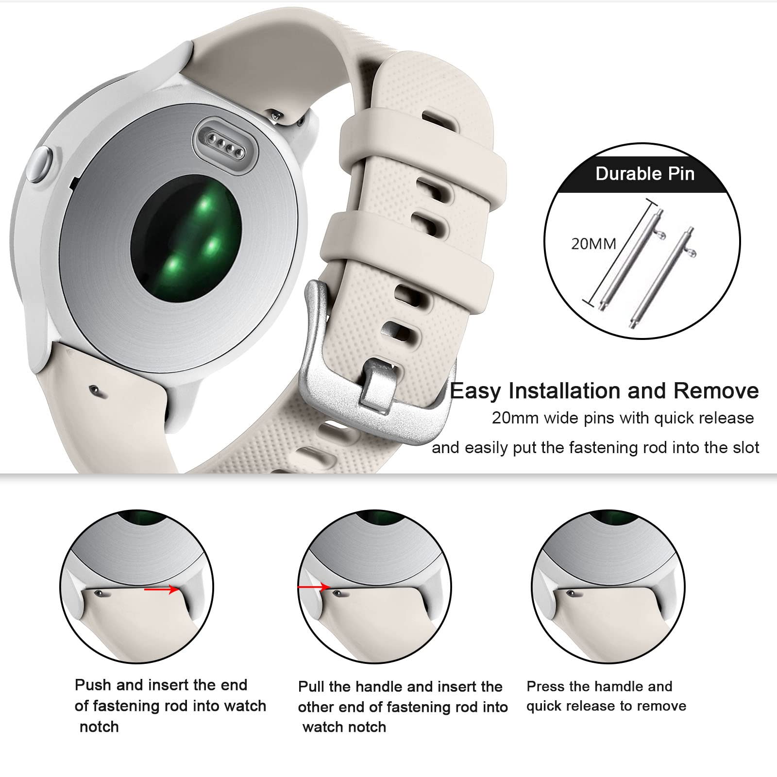 Geak Compatible With Garmin Vivoactive 3 Band For Women Men,20Mm Release Silicone Replacement Bands For Vivoactive 3 Music/Galax