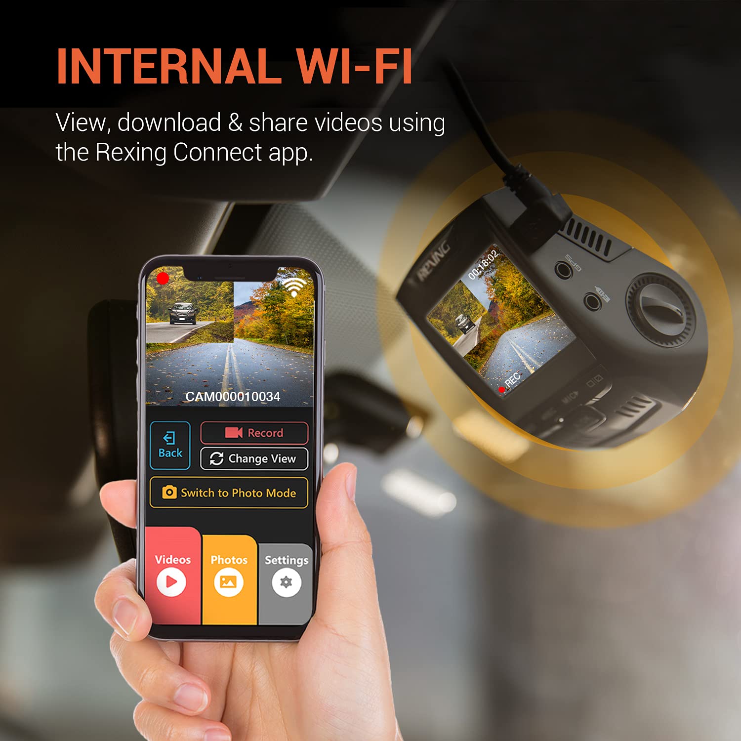 Rexingusa V1P 4K Dual Channel Dash Cam 4K+1080P W/Wi Fi, 2.4    Lcd, 170 Wide Angle, Rear Camera, Supercapacitor, G Sensor, Wdr,