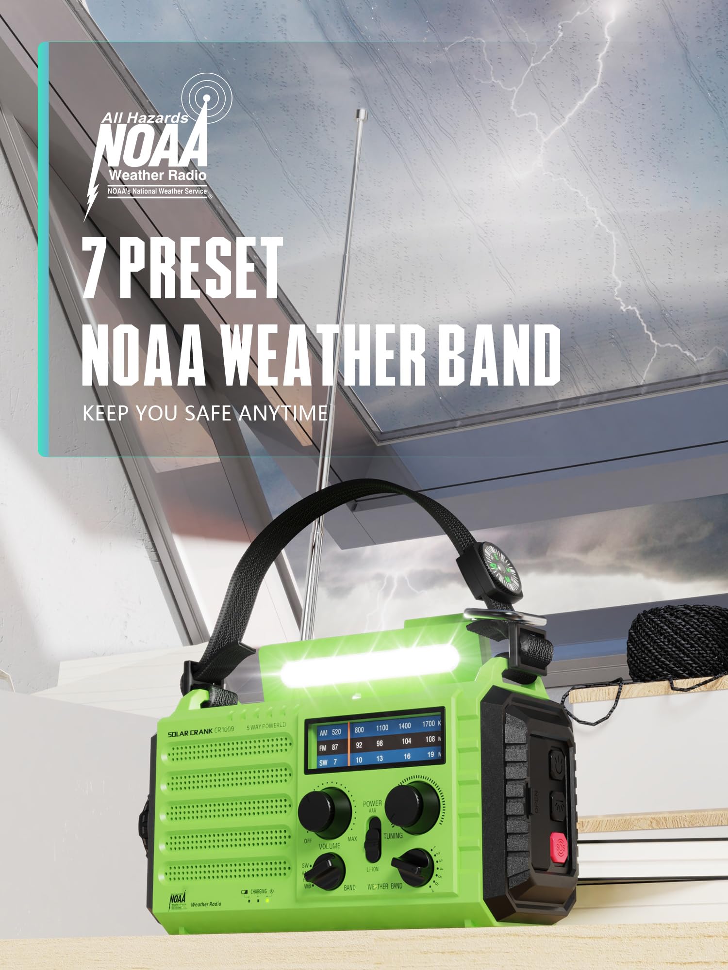 18500Mwh Emergency Radio, Hand Crank Solar Noaa Weather Radio, Am/Fm Portable Battery Operated Radio With 5 Way Power, Phone Cha