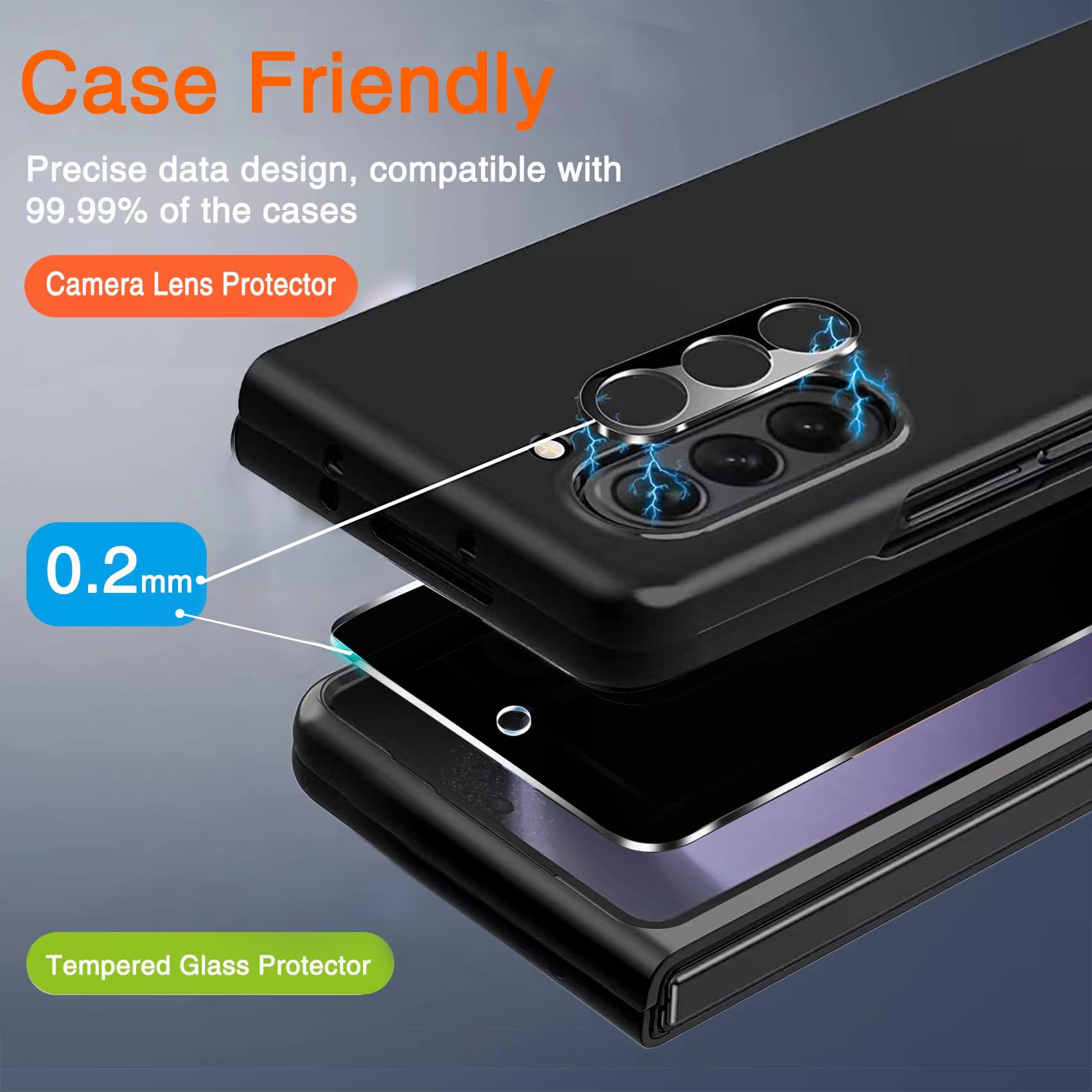 Ferilinso 2 Pack Privacy Screen Protector For Samsung Galaxy Z Fold 6 [Phone Case Friendly], Inside Anti Spy Film With 2 Pack Fr