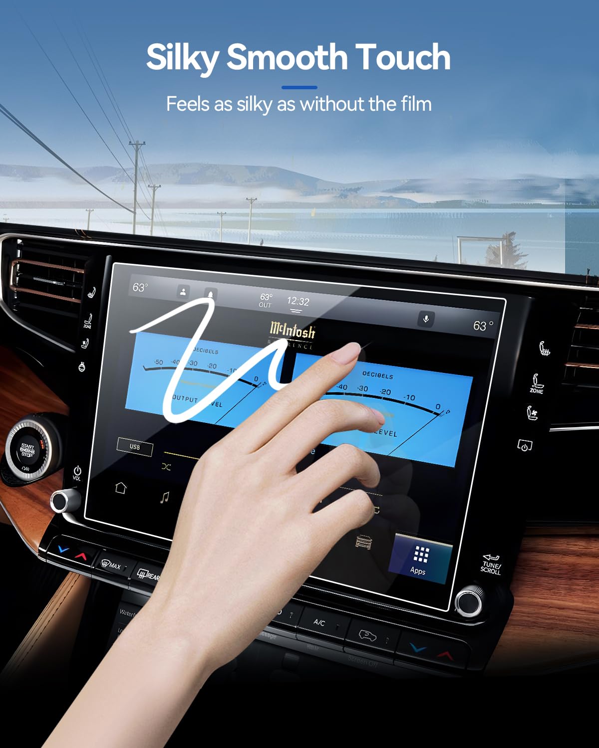 Lantu 2Pcs Car Screen Protector For 2022 2023 2024 Jeep Grand Wagoneer Accessories Navigation Nano Touchscreen Protector Film Hd