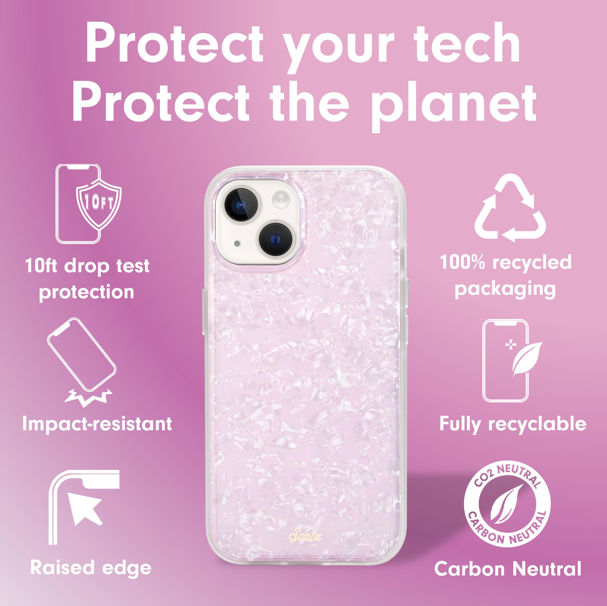 Sonix Case For Iphone 15, 14, 13 | Compatible With Magsafe | 10Ft Drop Tested | Pink Pearl Tort