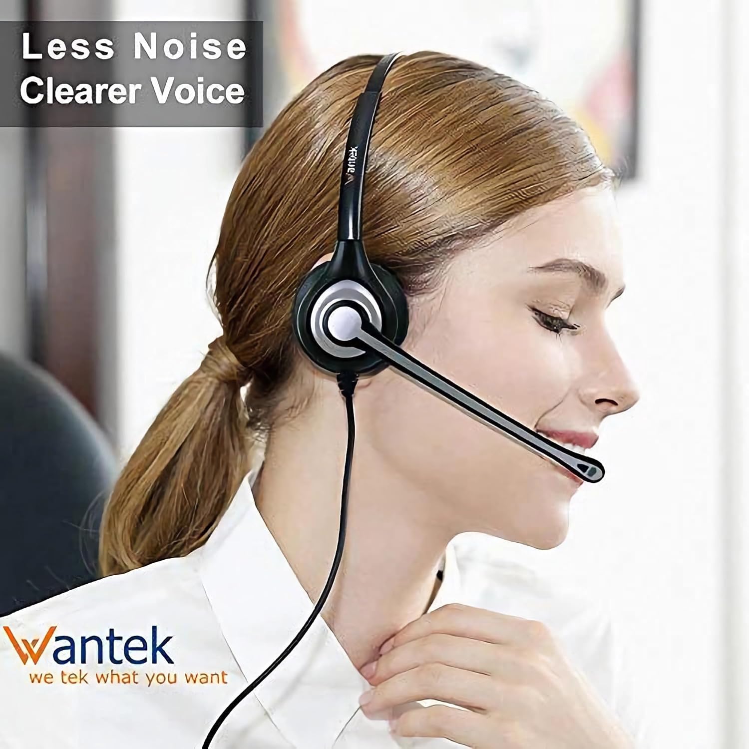 Wantek Cisco Phone Headset With Microphone Noise Cancelling, Rj9 Telephone Headsets Compatible With Cisco Office Phones 7940 794