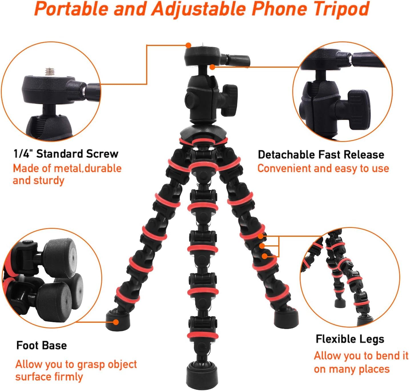 Phone Tripod, Linkcool Octopus Tripod With Wireless Remote Phone Holder Mount Use As Iphone Tripod, Cell Phone Tripod, Camera Tr