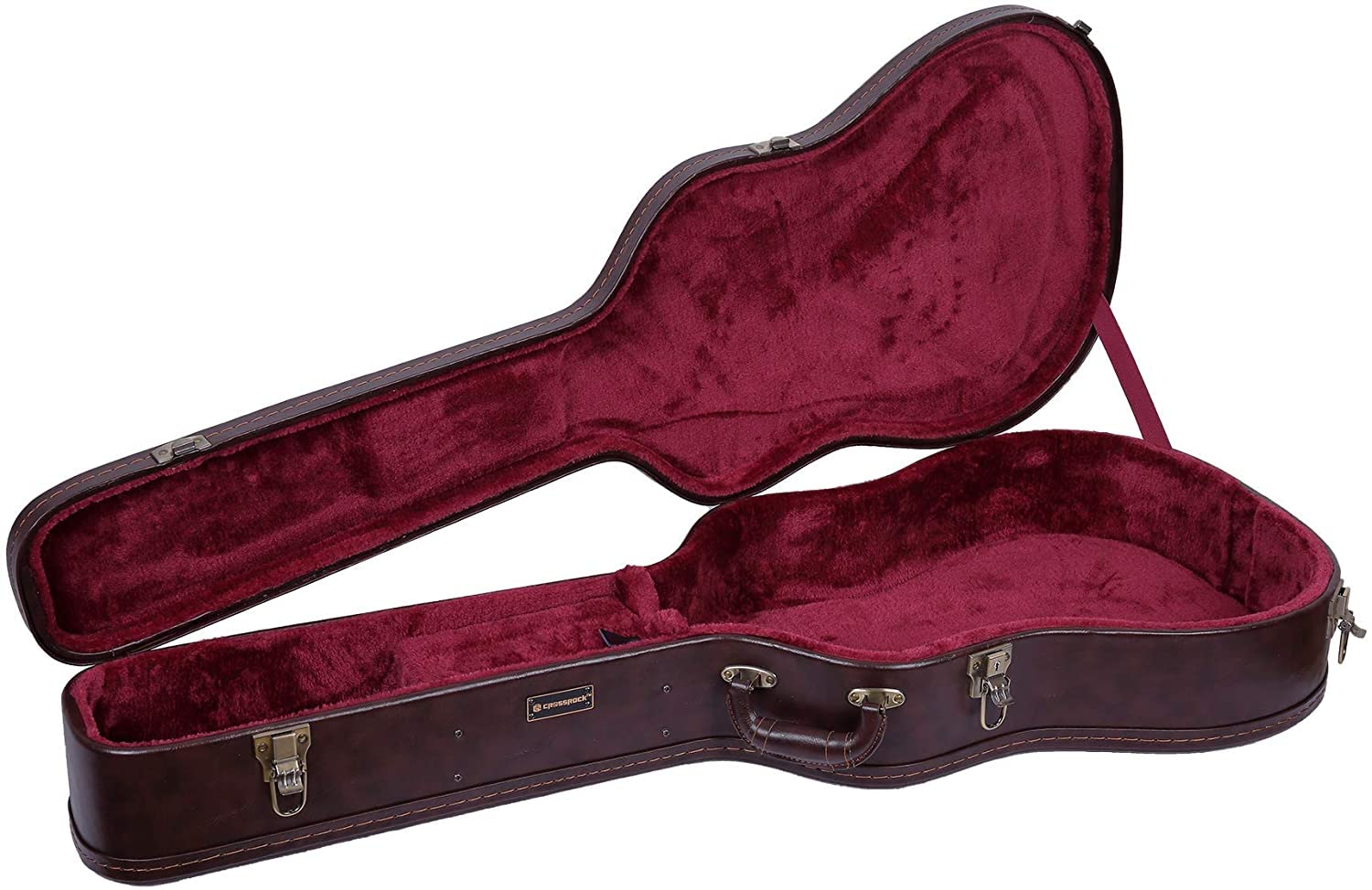 Crossrock Hard-Shell Wood Case For 17    Archtop Acoustic Jazz Guitars-Stainless Steel Latches, Sponge Lining, Metal Feet, Stora