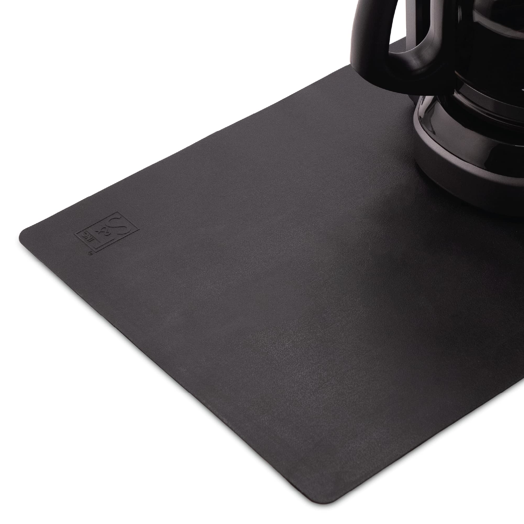 S&T Inc. Coffee Mat, Silicone Mat For Coffee Maker And Espresso Machine, Coffee Maker Mat For Countertops, Silicone Black, 12 In