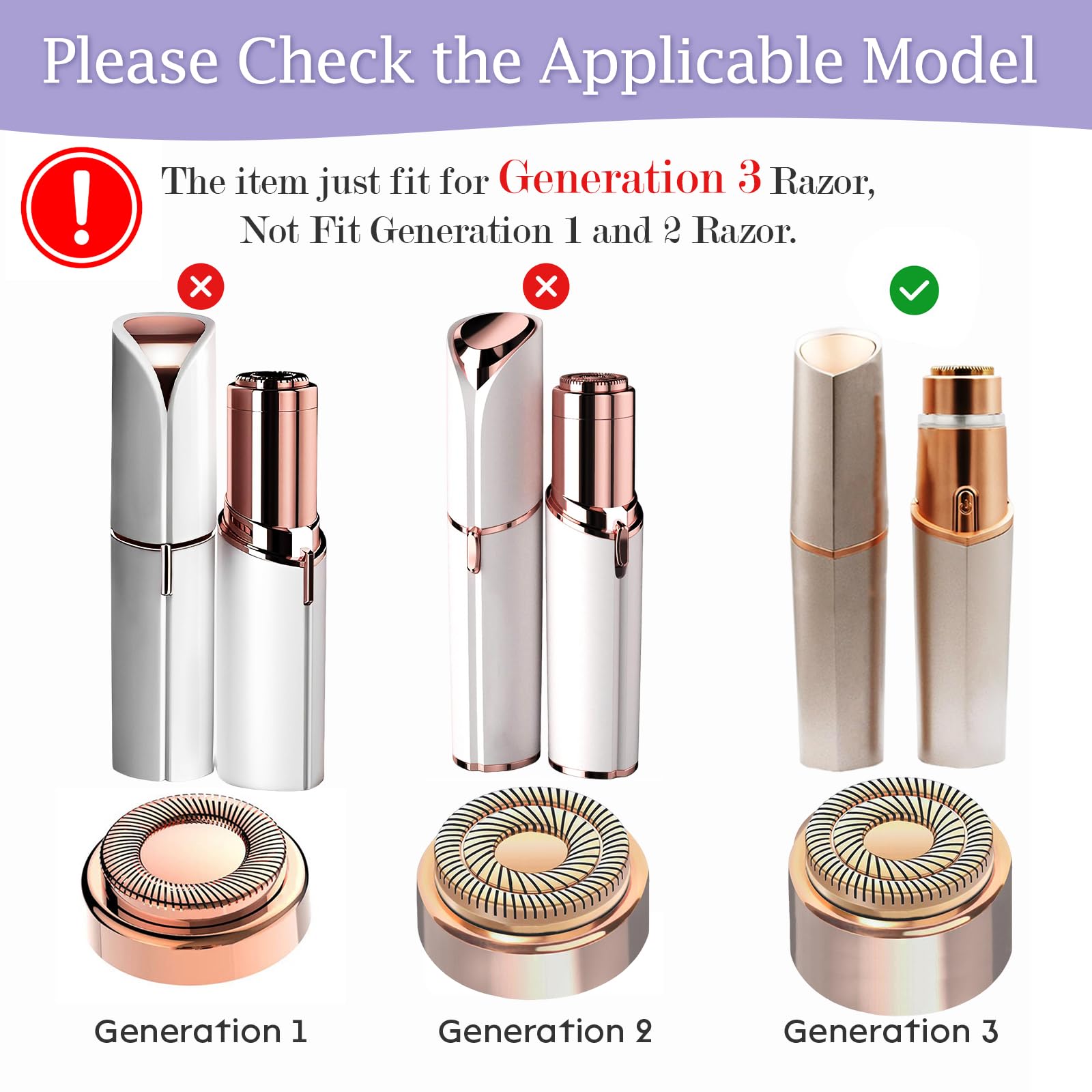 Generation 3 Facial Hair Remover Replacement Heads For Finishing Touch Flawless,Double Precision Blades Replacement Heads Compat