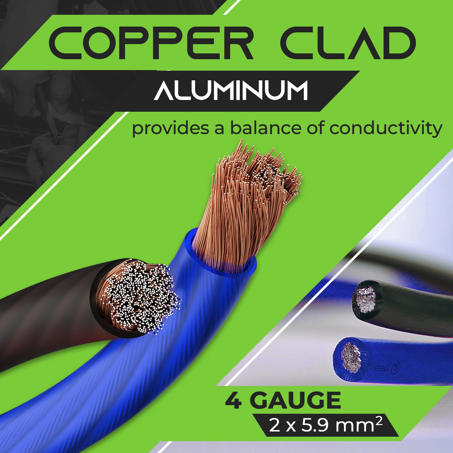 Gearit 4 Gauge Wire (50Ft Each   Black/Blue Translucent) Copper Clad Aluminum Cca   Primary Automotive Wire Power/Ground, Batter