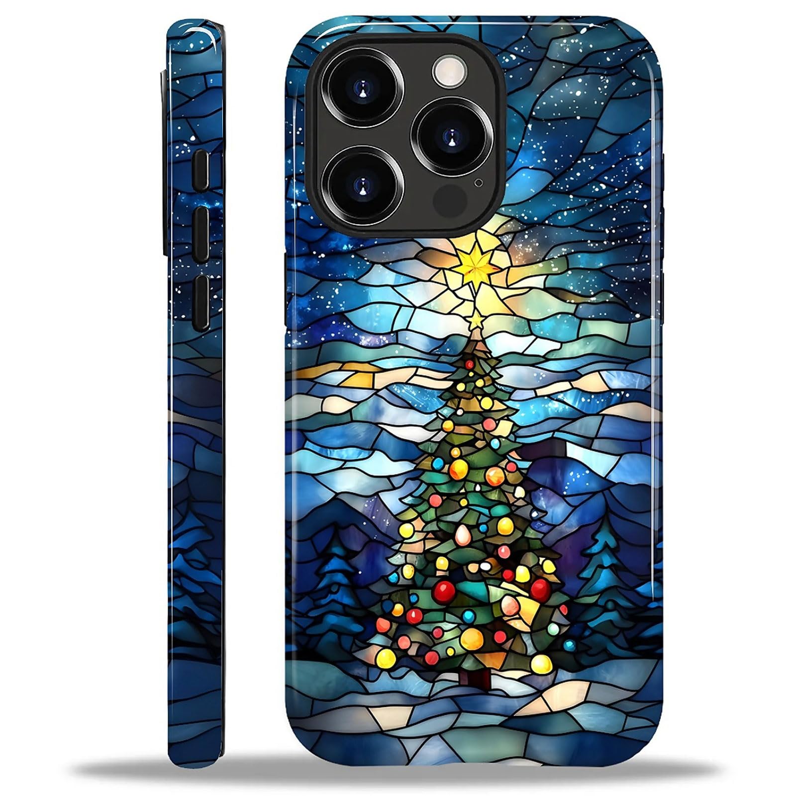 Goodsprout for iPhone 16 Pro Max Case,Hybrid 2-Layer Hard Shell + Silicone Protective Case -Resistant Shockproof- Christmas Tree