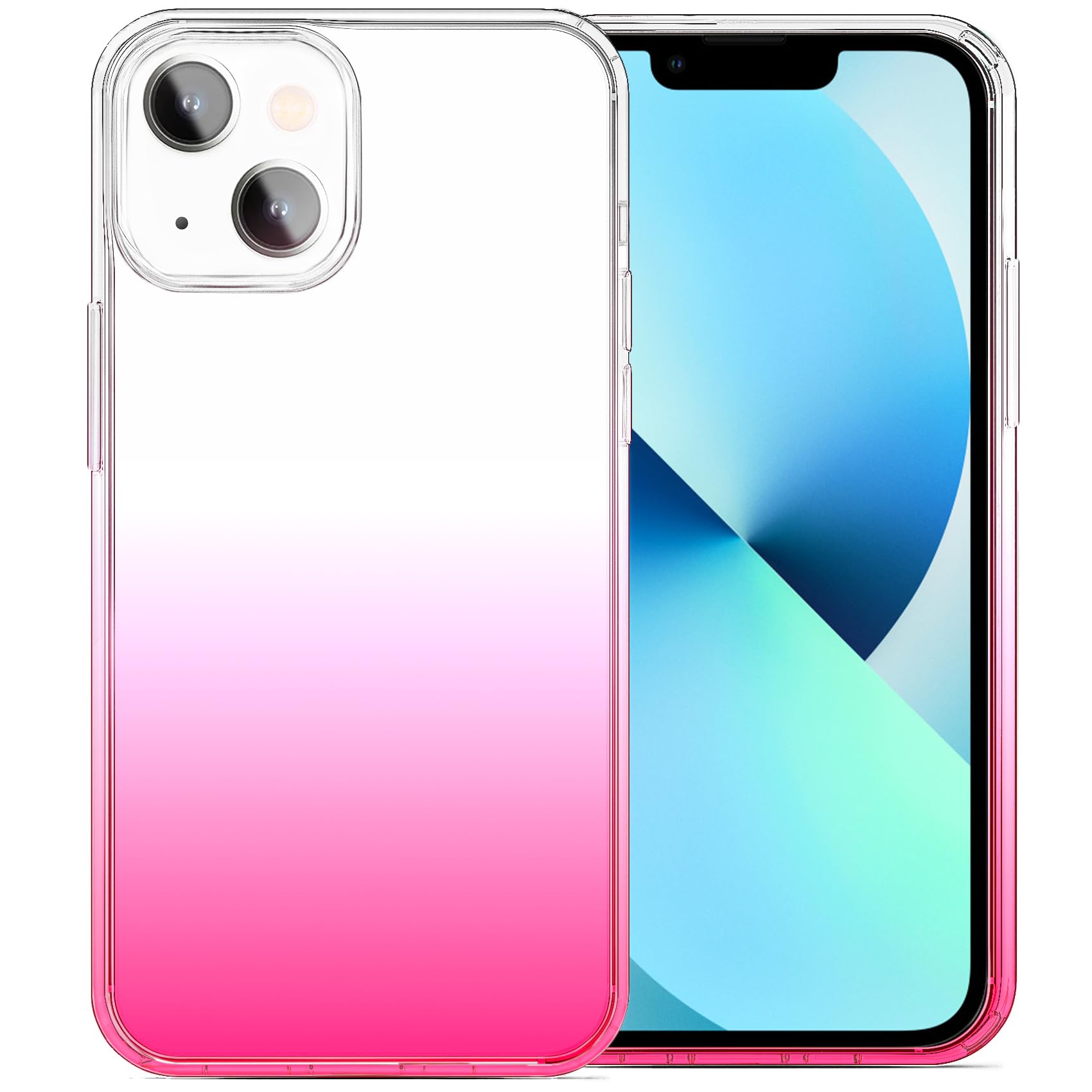Jjgoo Compatible With Iphone 13 Case Clear Soft Transparent Shockproof Protective Slim Thin Bumper Phone Cover, Gradient Pink