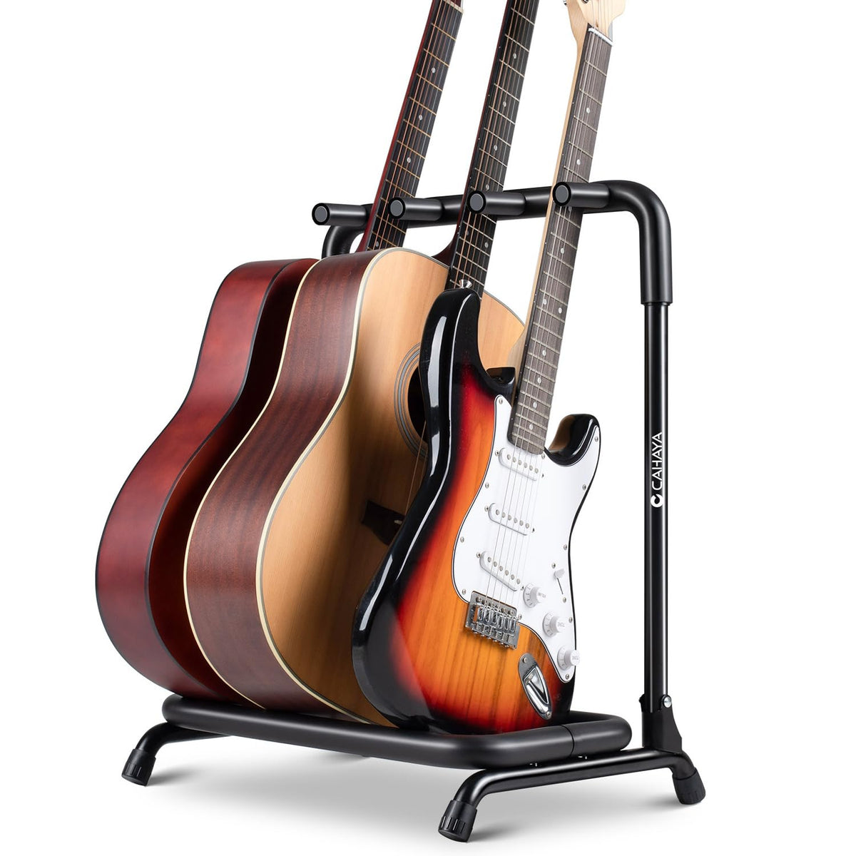 CAHAYA Multi Guitar Rack: 3 Holder Guitar Stand Guitar Display Rack With Thick Rubber Padding Universal Guitar Holder for Classi