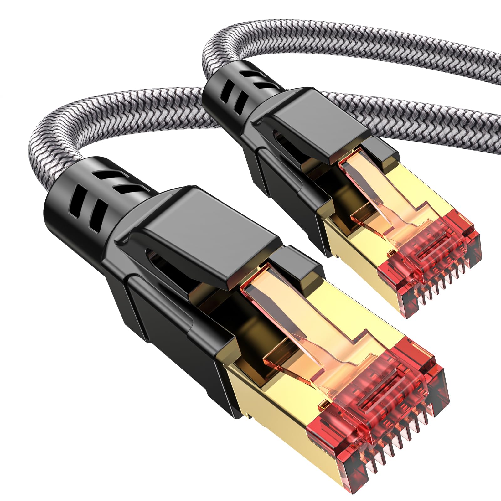 Ltemziiy Cat 8 Ethernet Cable 15 ft, Braided Shielded RJ45 Network Cable