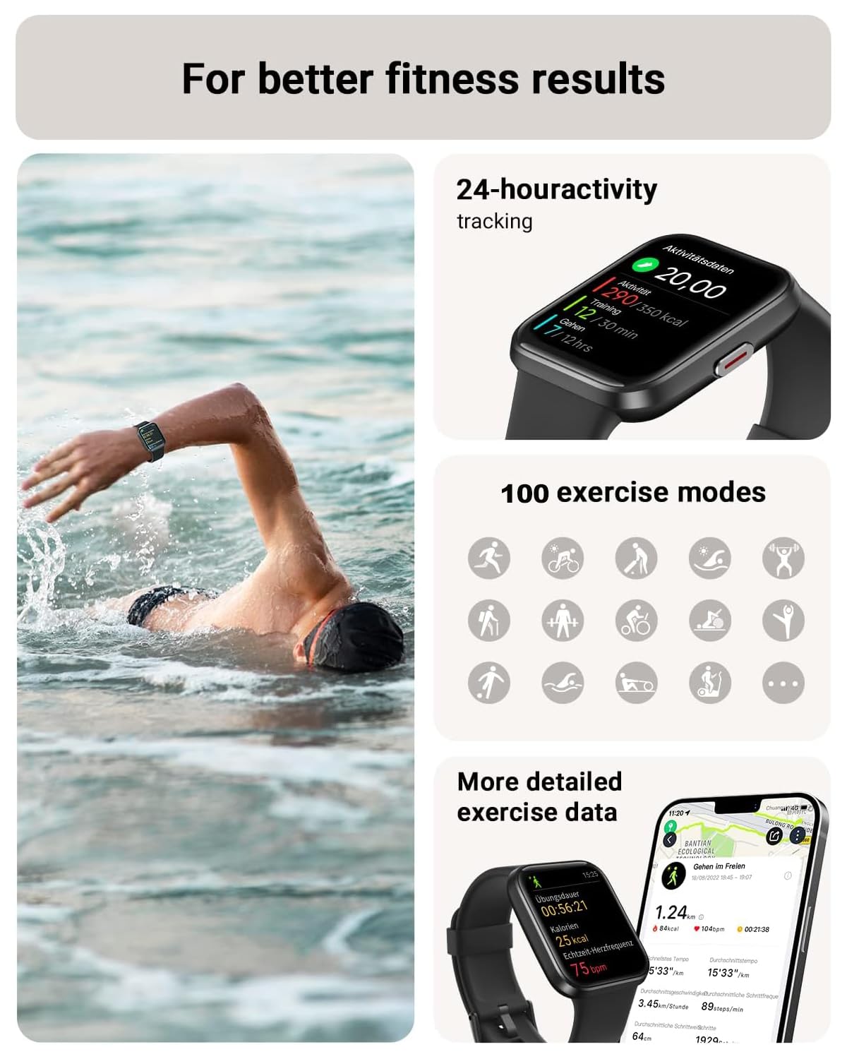 Smart Watch For Men Android & Iphone, Alexa Built-In, 1.8 '' Touch Screen Fitness Tracker With Answer/Make Calls, Ip68 Waterproo