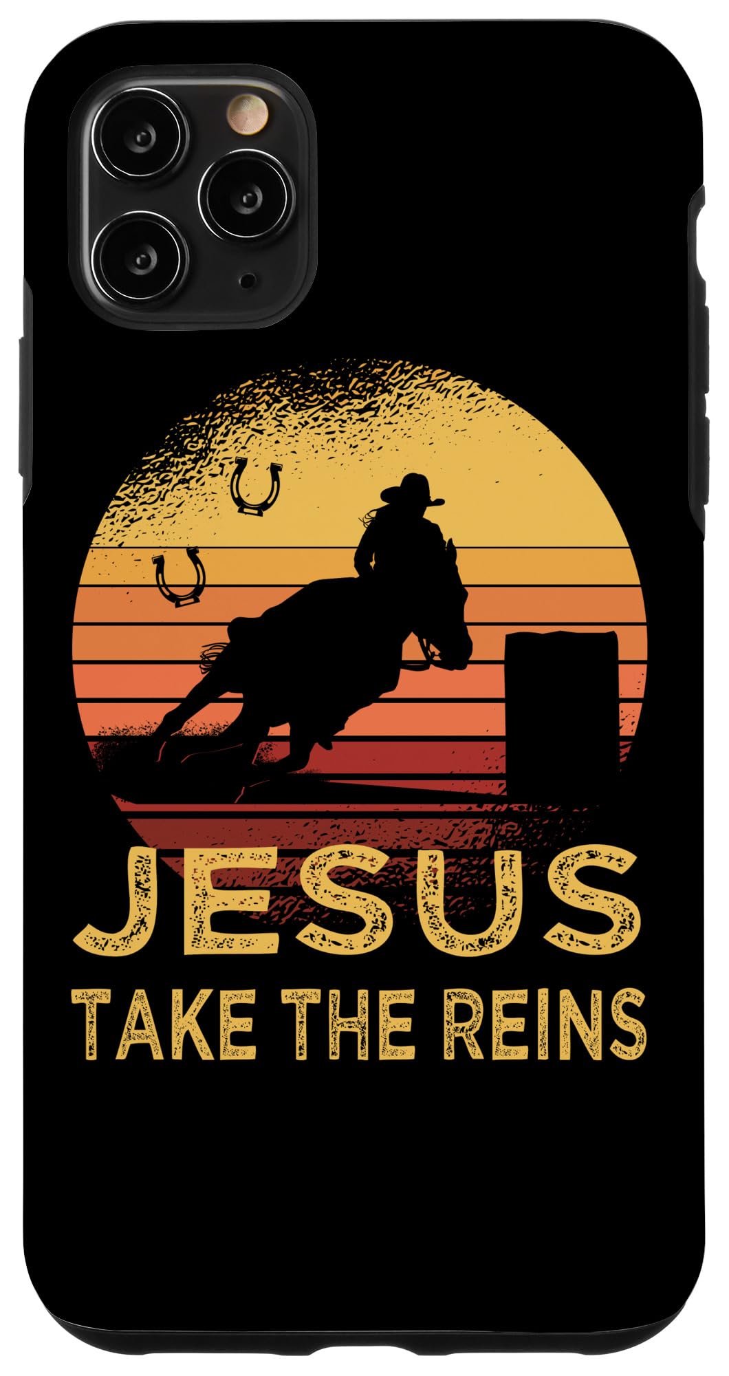 Iphone 11 Pro Max Vintage Retro Horse Barrel Racing Jesus Take The Reins Rodeo Case