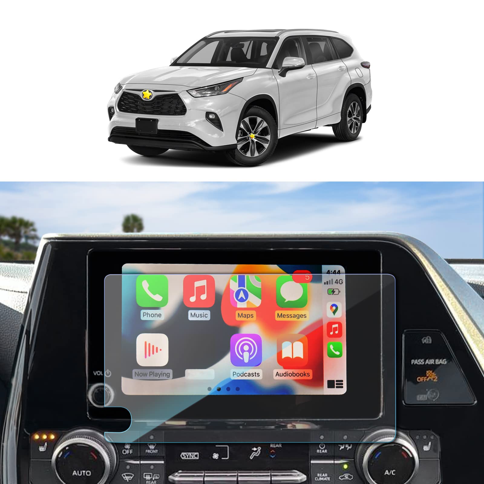 Sktu Screen Protector For 2023 2025 Toyota Highlander/Highlander Hybrid 8In Navigation 2023 2024 2025 Highlander Accessories Tempered Glass Hd Clear