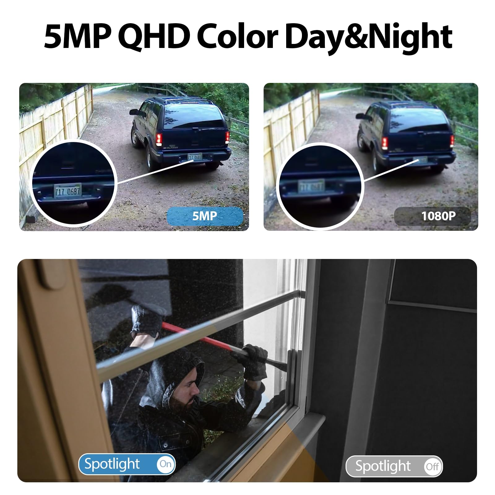 Rraycom Solar Security Cameras Wireless Outdoor For Home Security, 5Mp Security Camera With Ai Motion Detection, Color Night Vision, Spotlight Siren Alarm, 2 Way Audio, Cloud/Sd, Works With Alexa