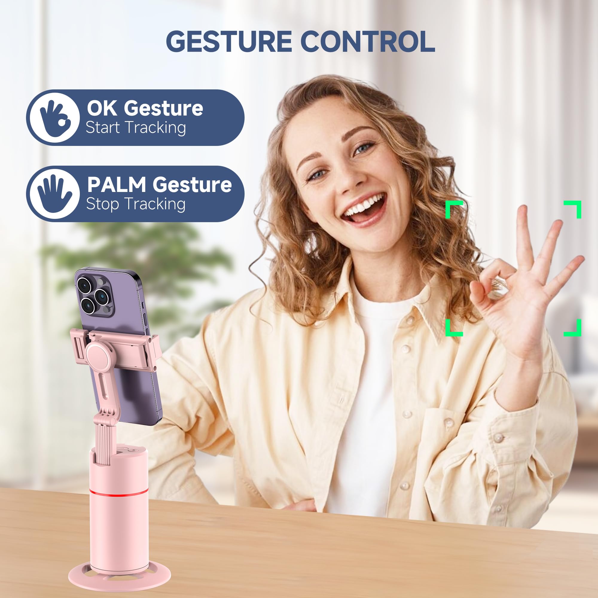 Auto Face Tracking Phone Holder, Gesture Control & Remote, Face Tracking Tripod 360 Rotation Body Phone Camera Mount Smart Shoot
