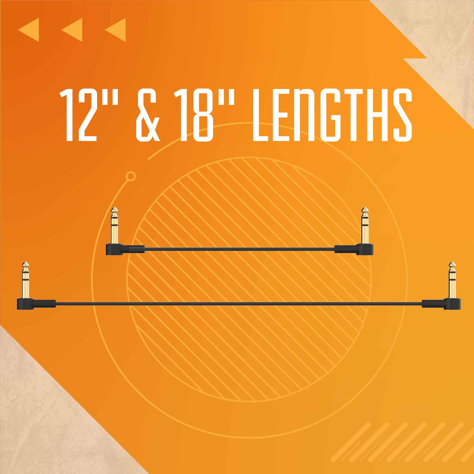 Rock Stock 1/4'' Stereo Trs Flat Patch Cables   2 Feet Ultra Thin, Right Angle, Low Profile, Gold Plated, Braided Shielding   Ma