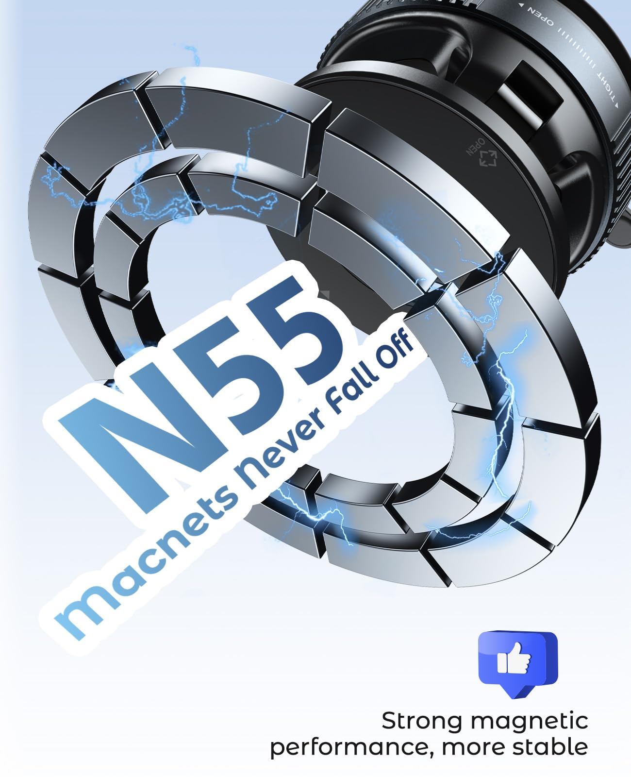 Jononser Vacuum Magnetic Suction Cup Phone Mount For Magsafe, 360 Adjustable Magnetic Phone Holder, Pocket Size Foldable Portabl