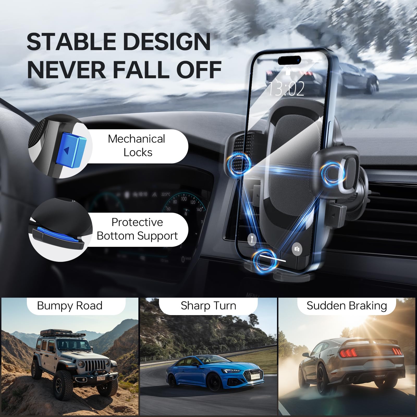 2025 Air Vent Phone Holder With Metal Hooks- 360Rotatable Air Vent Cell Phone Car Mount, Smartphone Holders For Your Car Mount,