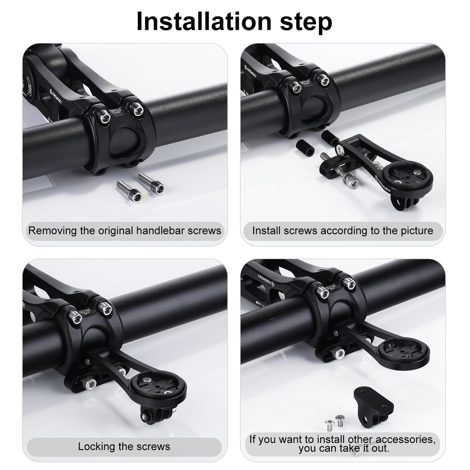 Kremorv Bike Mount Adjustable Out Front Extended Bicycle Computer Mount For Garmin Edge