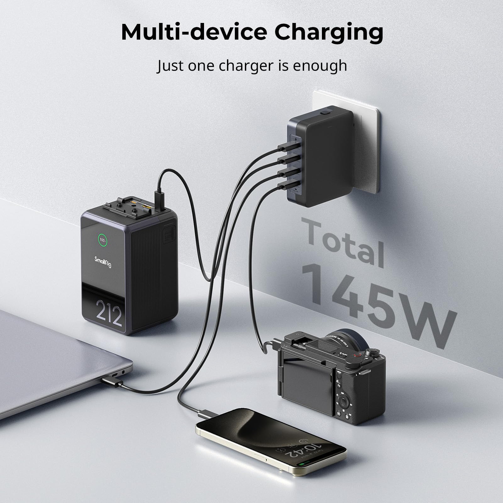 Smallrig 145W Usb-C Charger, 4-Port Pd3.1 Gan Fast Charger For Macbook Pro/Air Pps Wall Charger For Iphone 15, Galaxy S24/S23, P