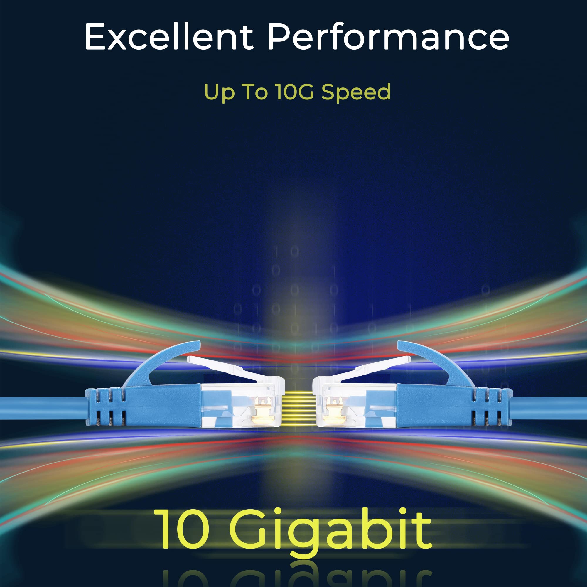 Rapink Patch Cables Cat6A 5Ft (24 Pack) Slim, Cat6A Ethernet Patch Cable 10G Support, Snagless Cat 6 Patch Cable For Patch Panel To Switch, Flexiable Cat 6A Ethernet Cable With Gold Plated