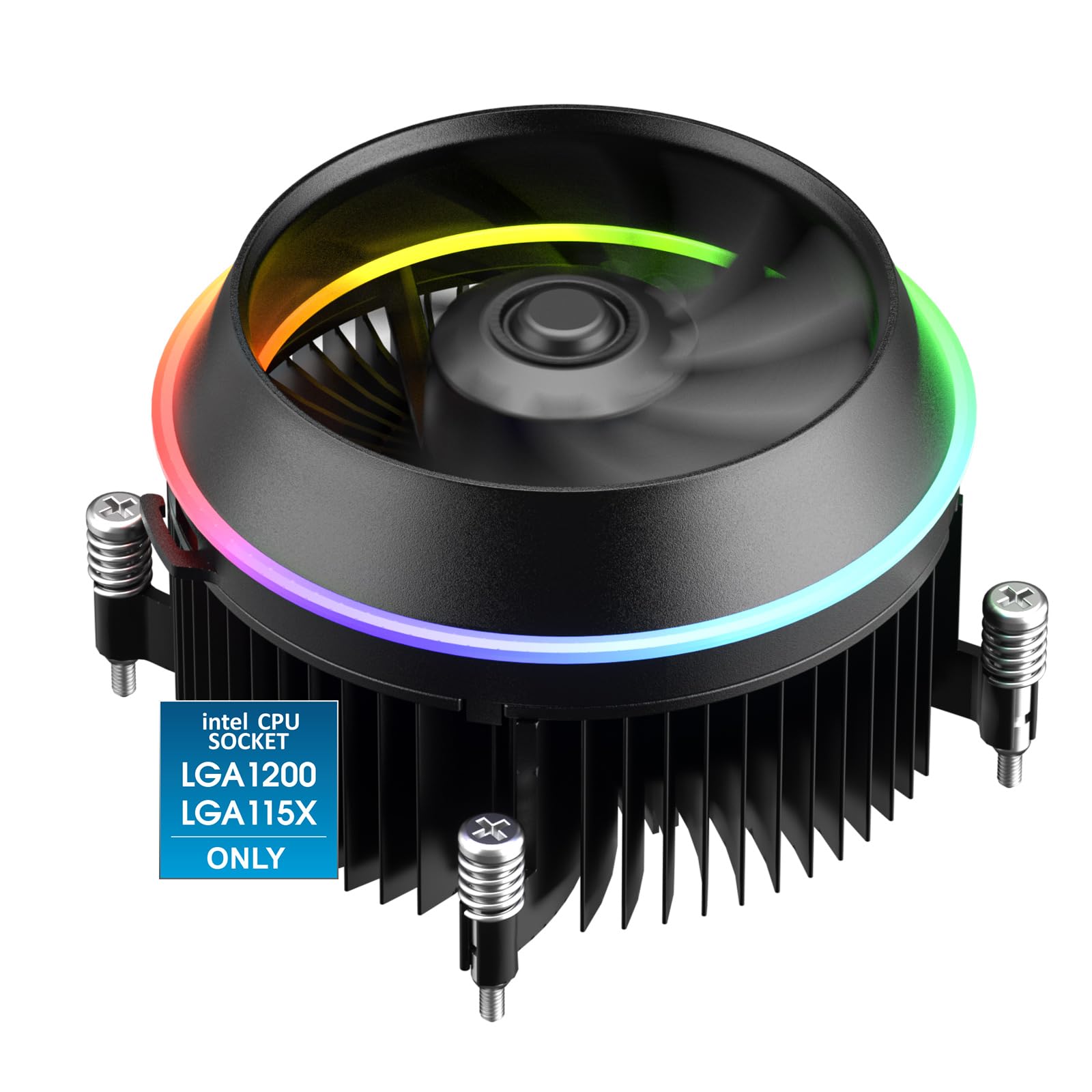 Vetroo Eclipse Low Profile Argb Cpu Cooler, 90Mm 4 Pin Pwm Fan, Premium Aluminum Fins, 95W Tdp Air Cooler For Intel Lga 1700 Onl