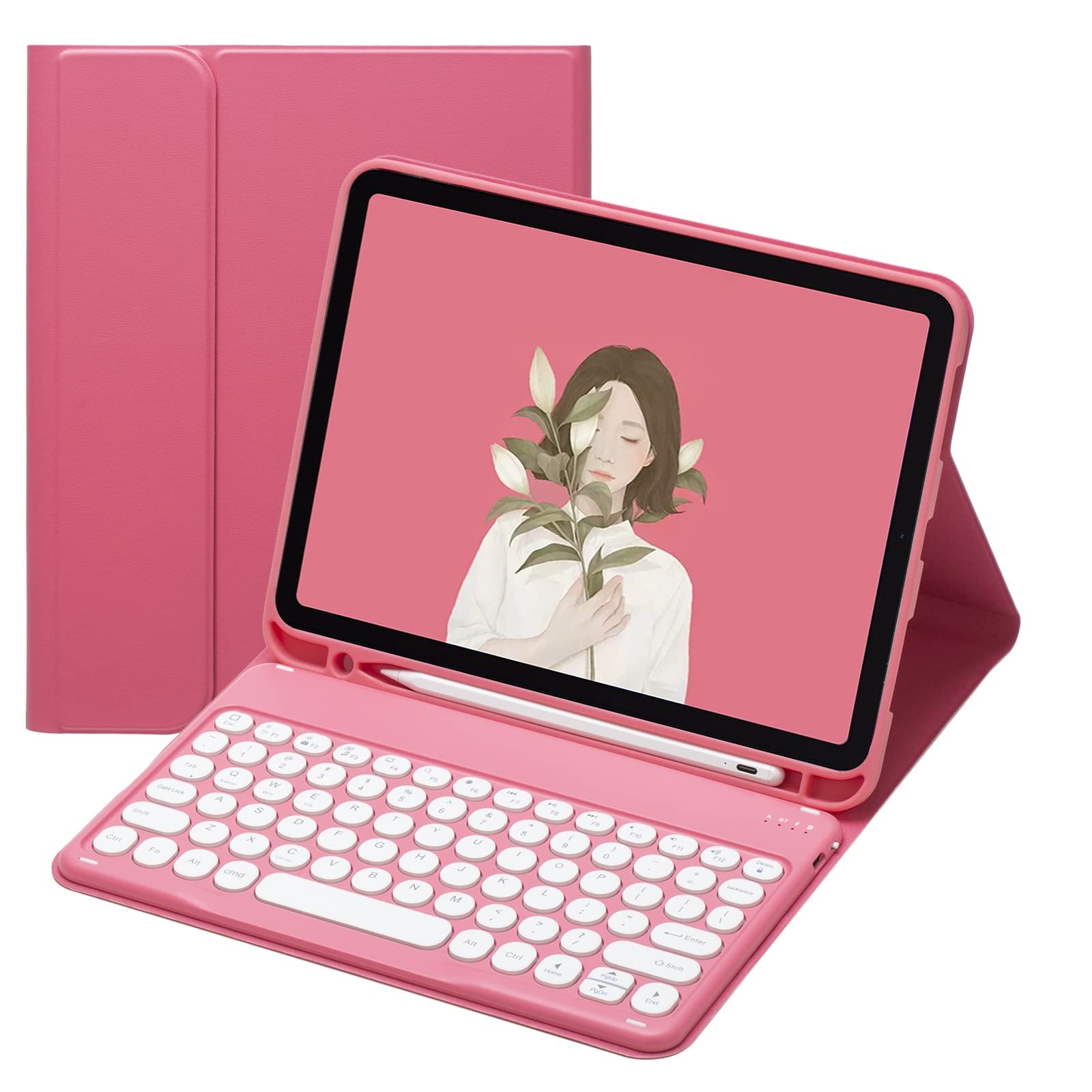 HENGHUI 2022 New iPad 10th Generation 10.9 Keyboard Case Cute Round Key Color Keyboard Wireless Detachable BT Keyboard Cover for