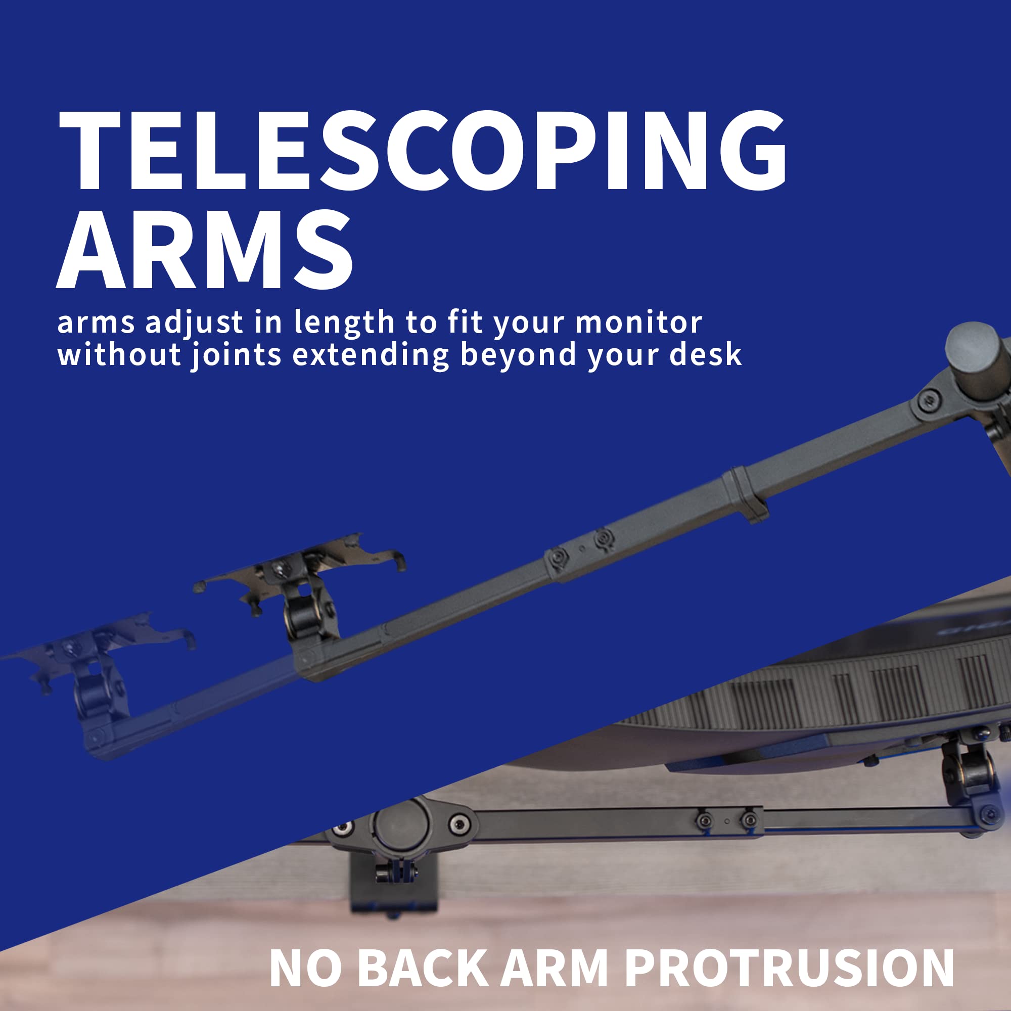 VIVO Dual LCD LED 21 to 32 inch Monitor Desk Mount, Heavy Duty, Adjustable Telescoping Arms, Flush Wall Setup, Fits 2 Screens, Black, STAND V002E