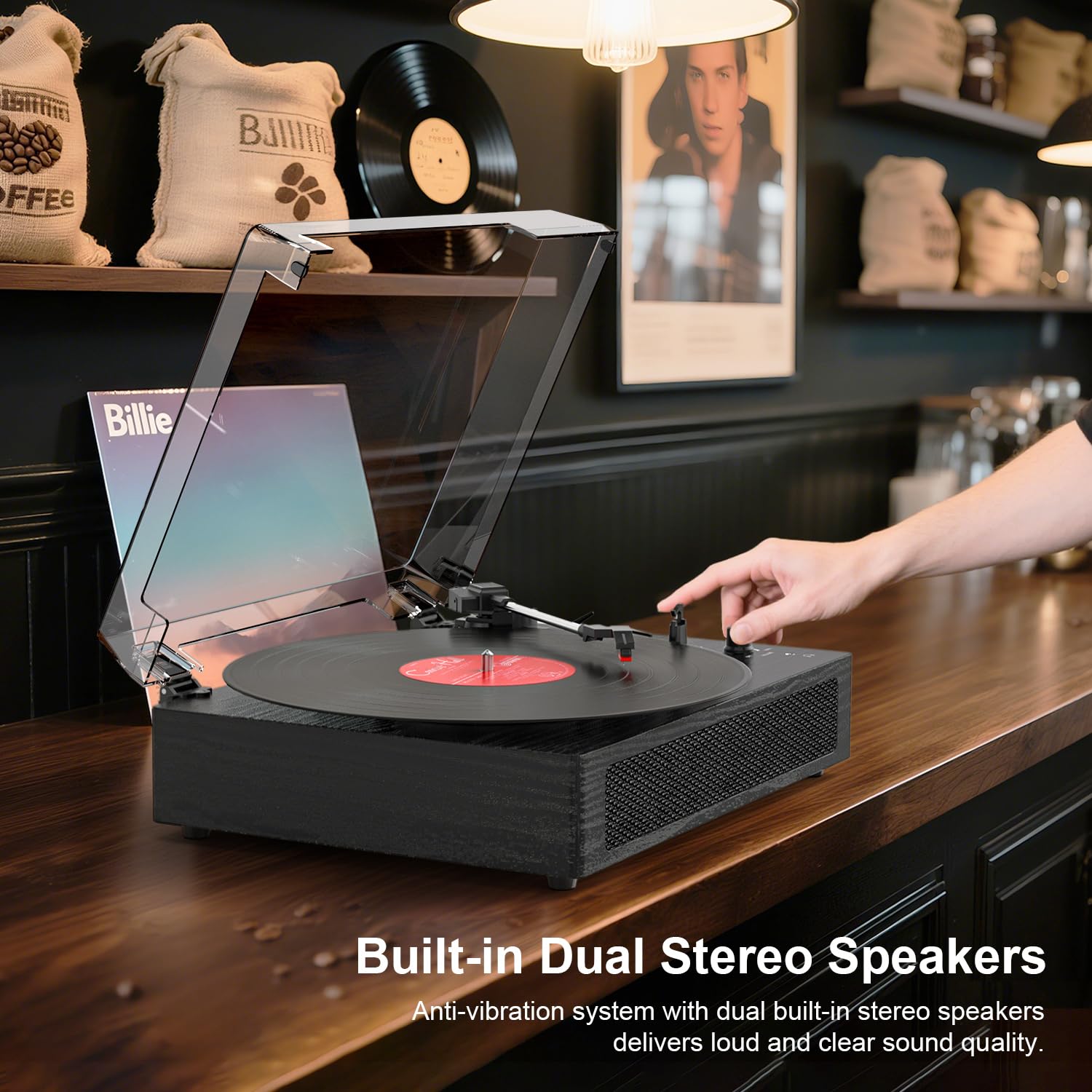 Vinyl Record Player Bluetooth Turntable With Built In Stereo Speakers Belt Drive 3 Speeds Turntables For Vinyl Records Support R